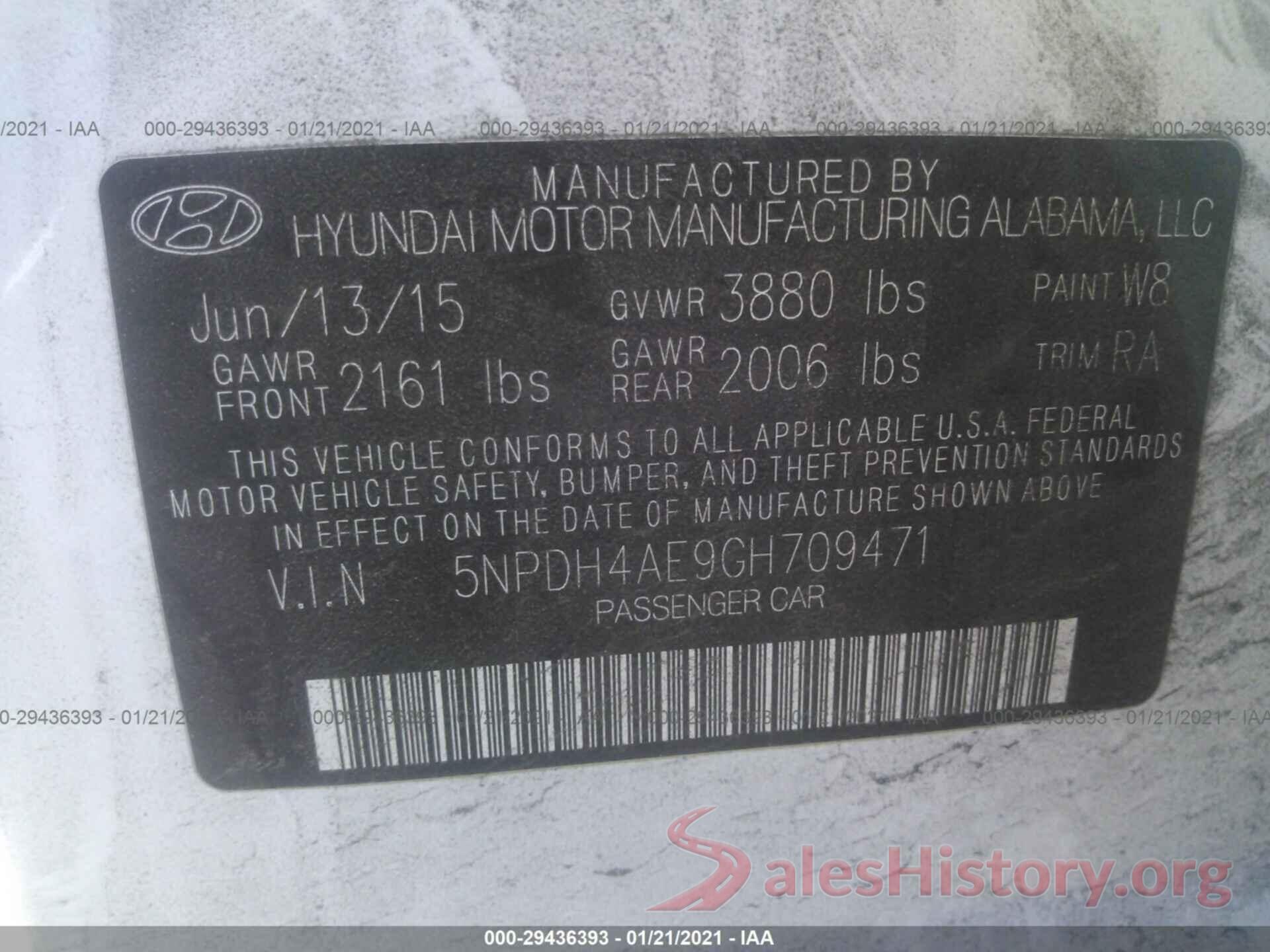 5NPDH4AE9GH709471 2016 HYUNDAI ELANTRA