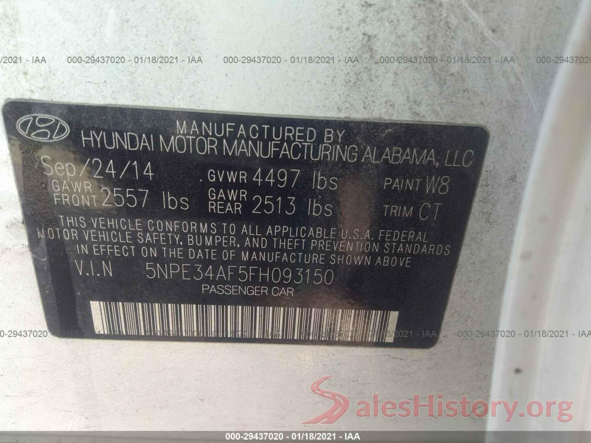 5NPE34AF5FH093150 2015 HYUNDAI SONATA