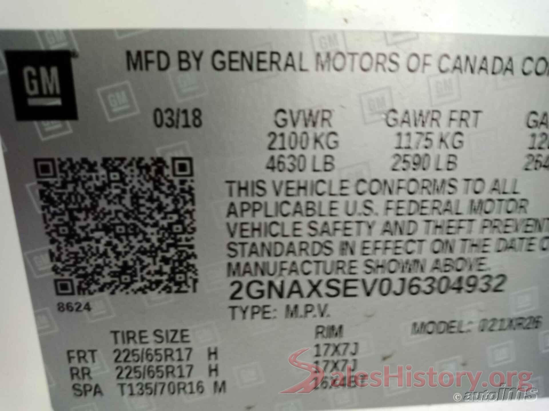 2GNAXSEV0J6304932 2018 CHEVROLET EQUINOX