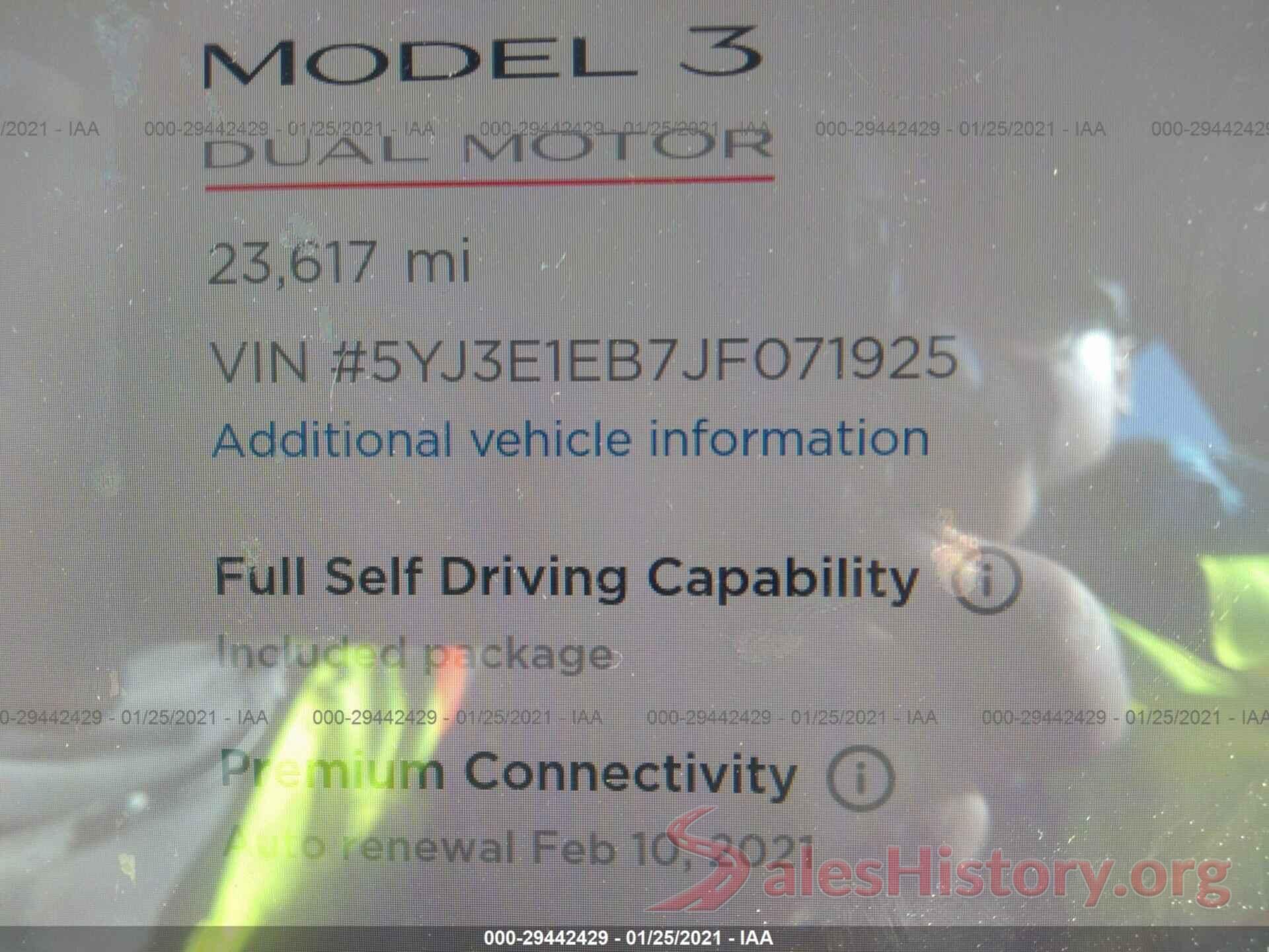 5YJ3E1EB7JF071925 2018 TESLA MODEL 3