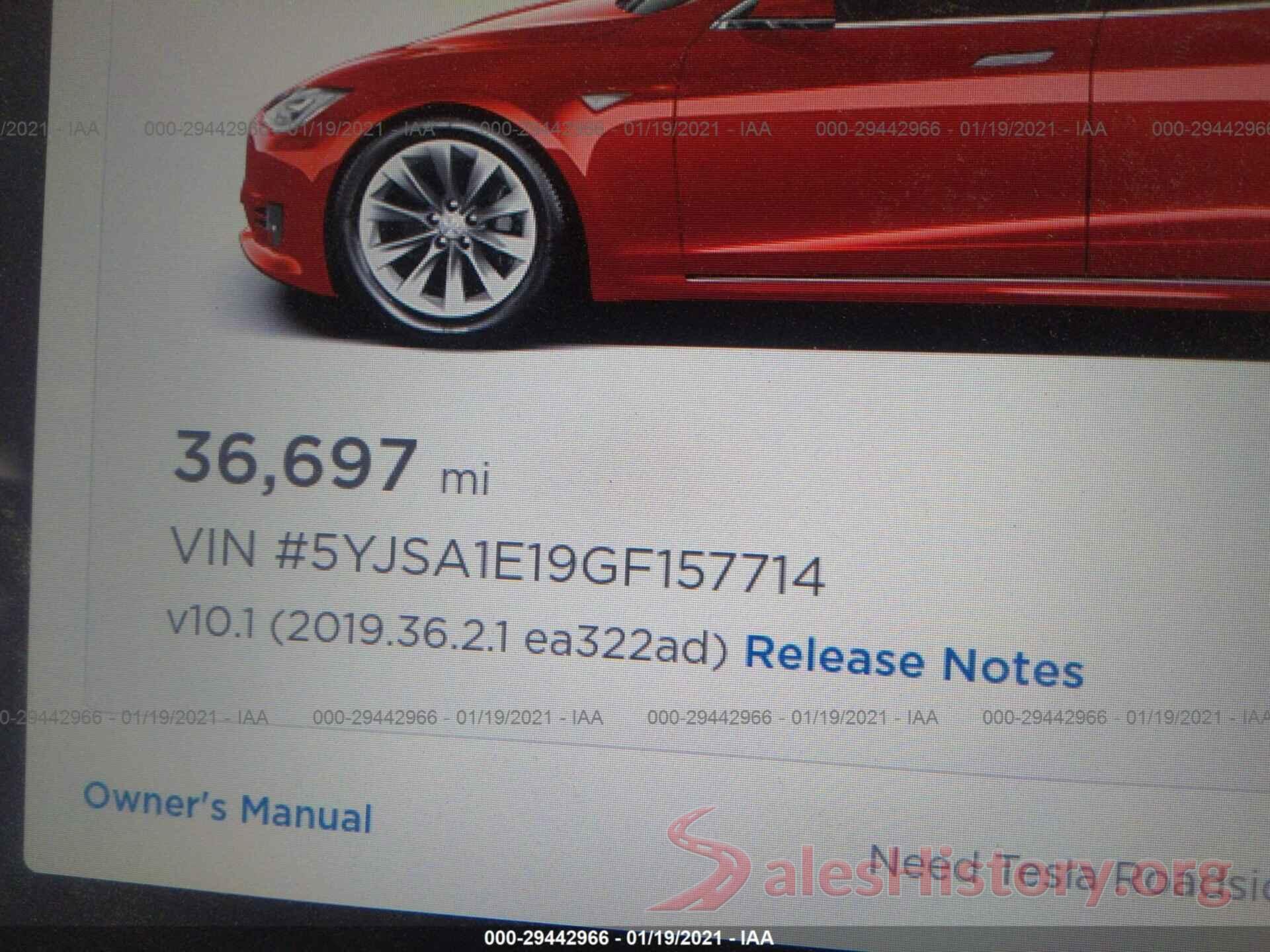 5YJSA1E19GF157714 2016 TESLA MODEL S