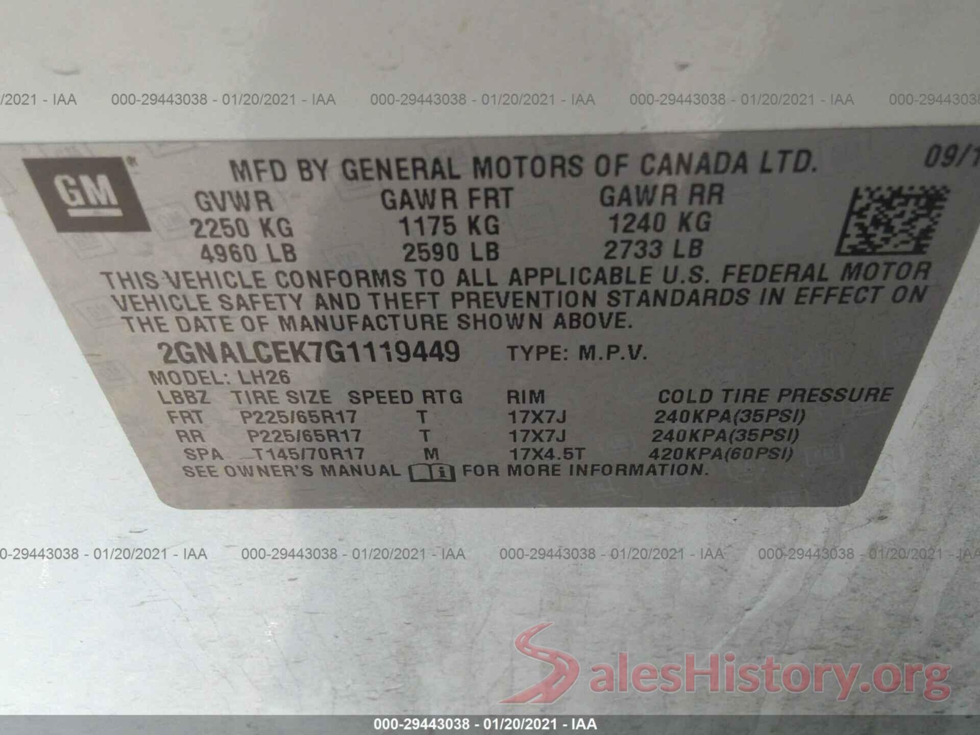 2GNALCEK7G1119449 2016 CHEVROLET EQUINOX