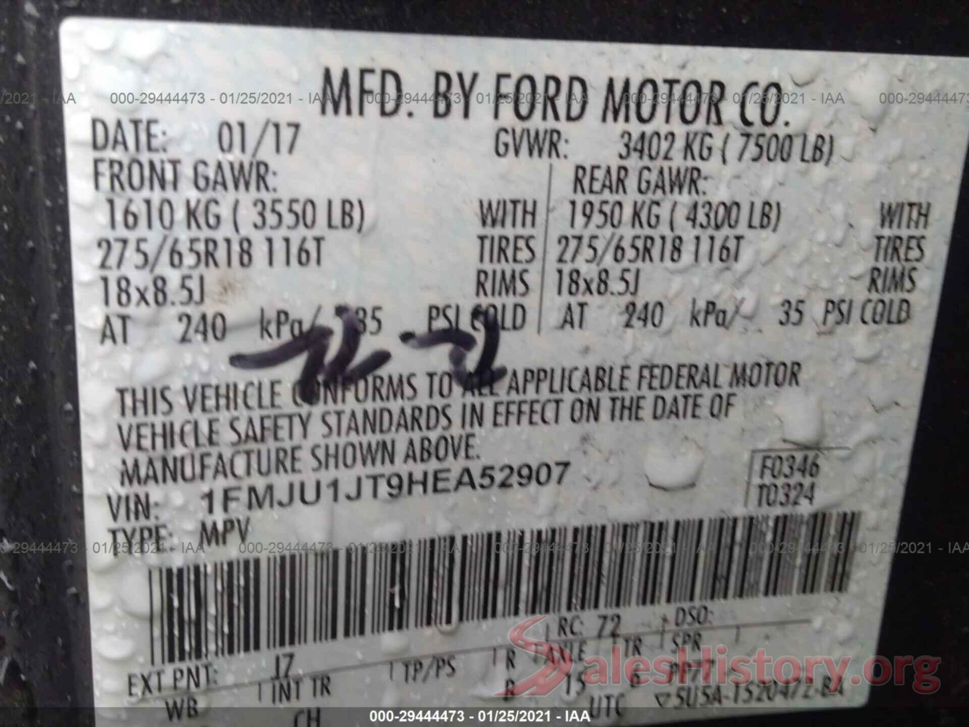 1FMJU1JT9HEA52907 2017 FORD EXPEDITION