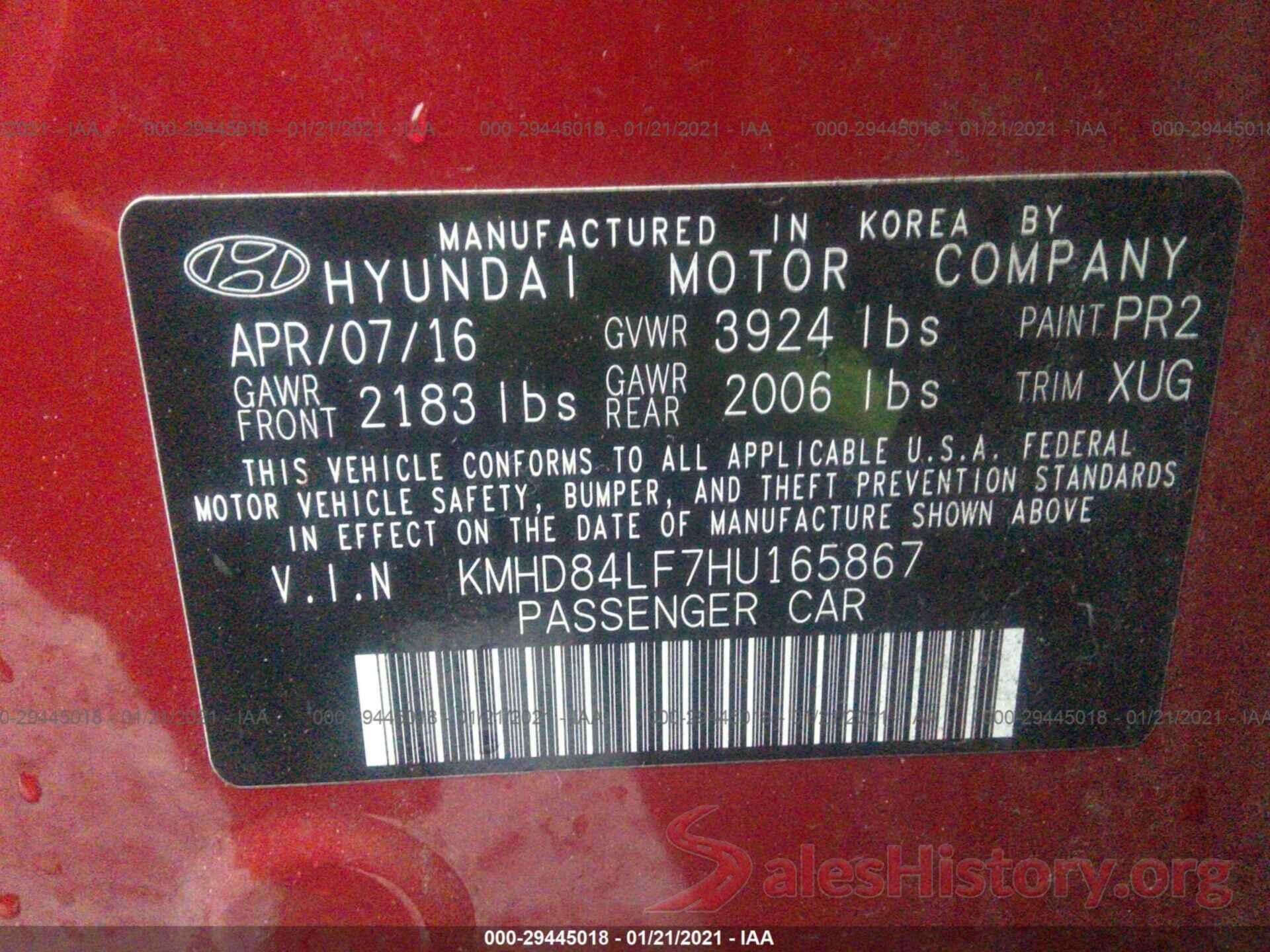 KMHD84LF7HU165867 2017 HYUNDAI ELANTRA