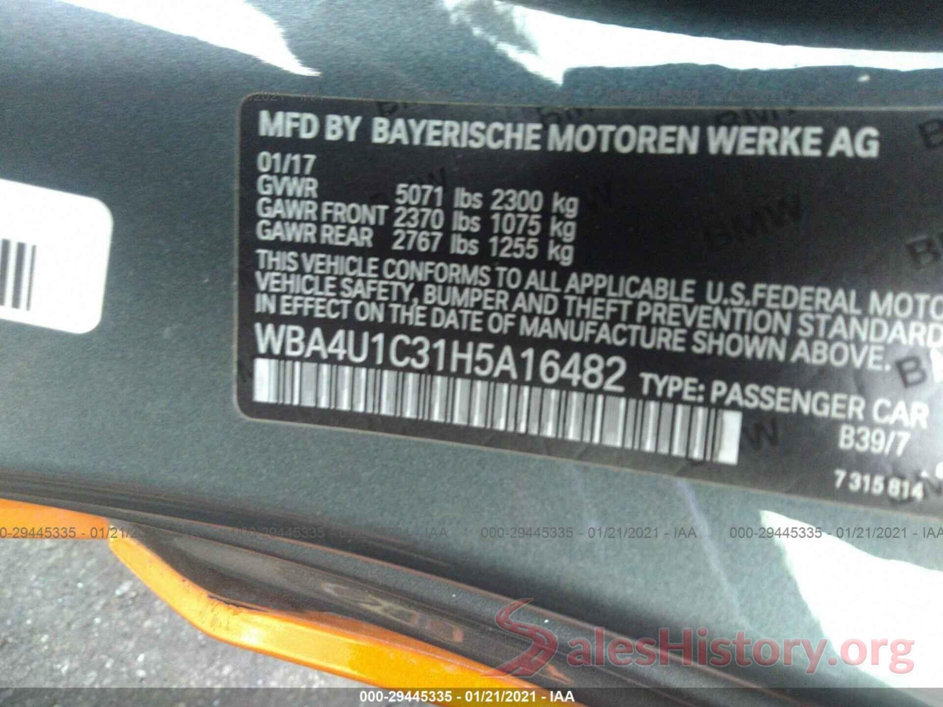 WBA4U1C31H5A16482 2017 BMW 4 SERIES