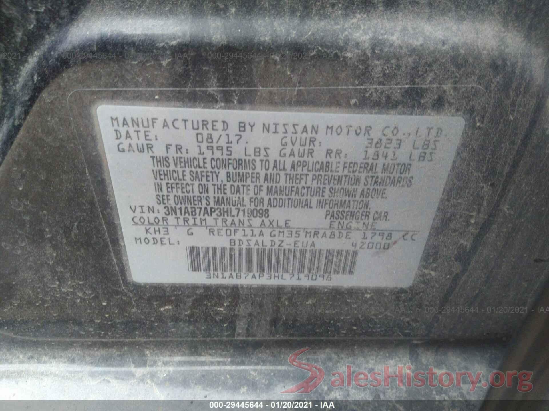 3N1AB7AP3HL719098 2017 NISSAN SENTRA