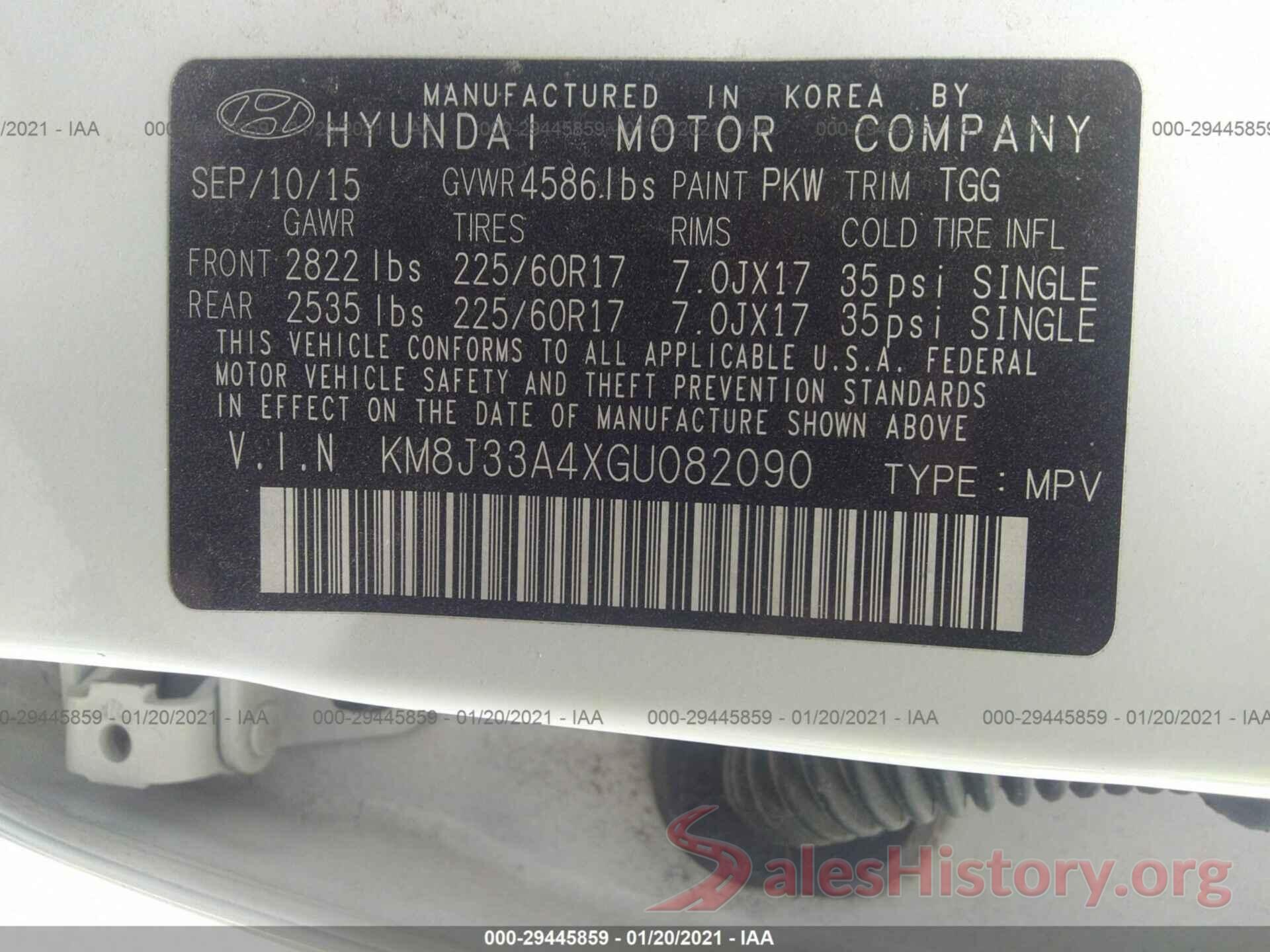 KM8J33A4XGU082090 2016 HYUNDAI TUCSON