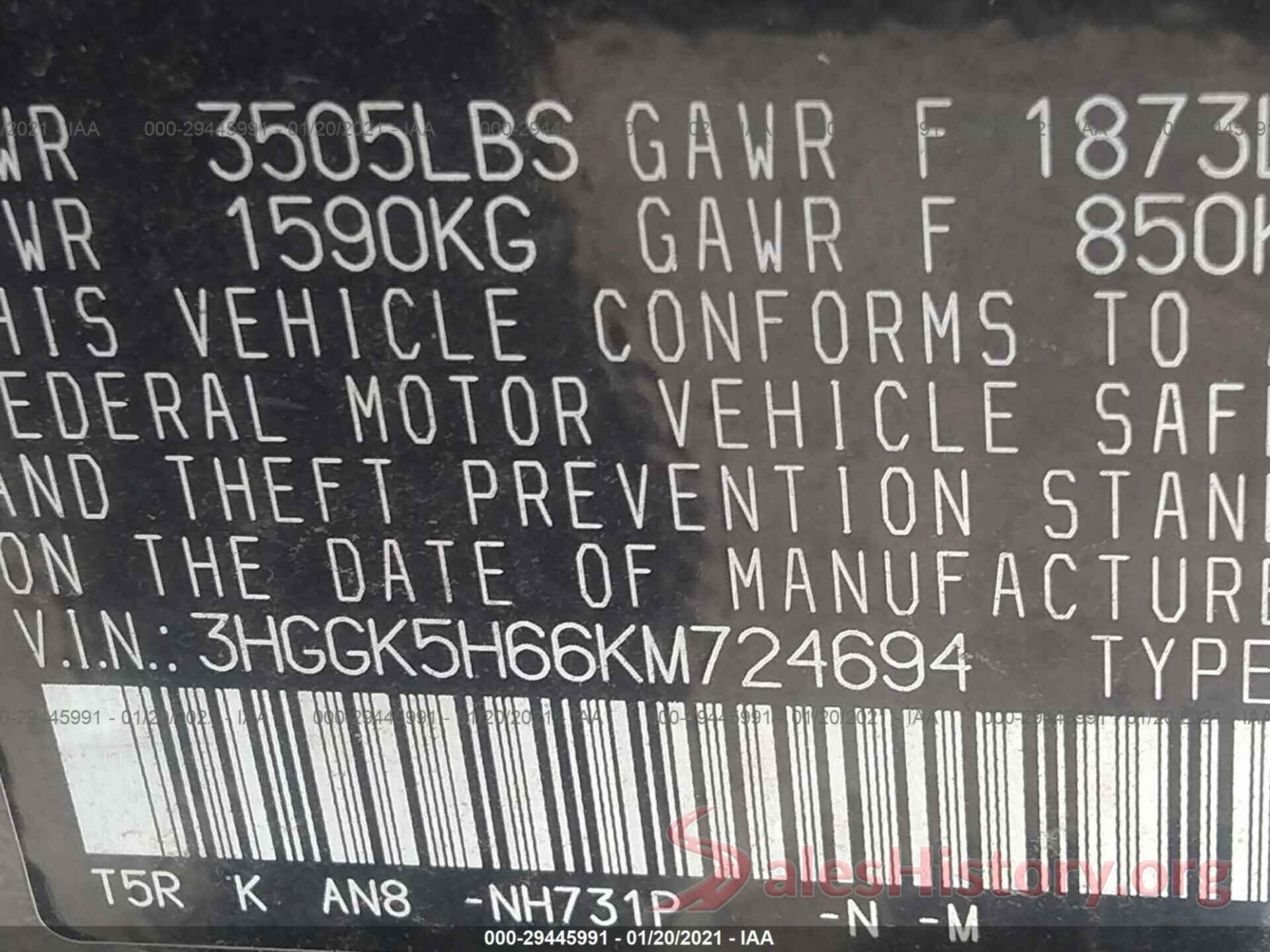 3HGGK5H66KM724694 2019 HONDA FIT