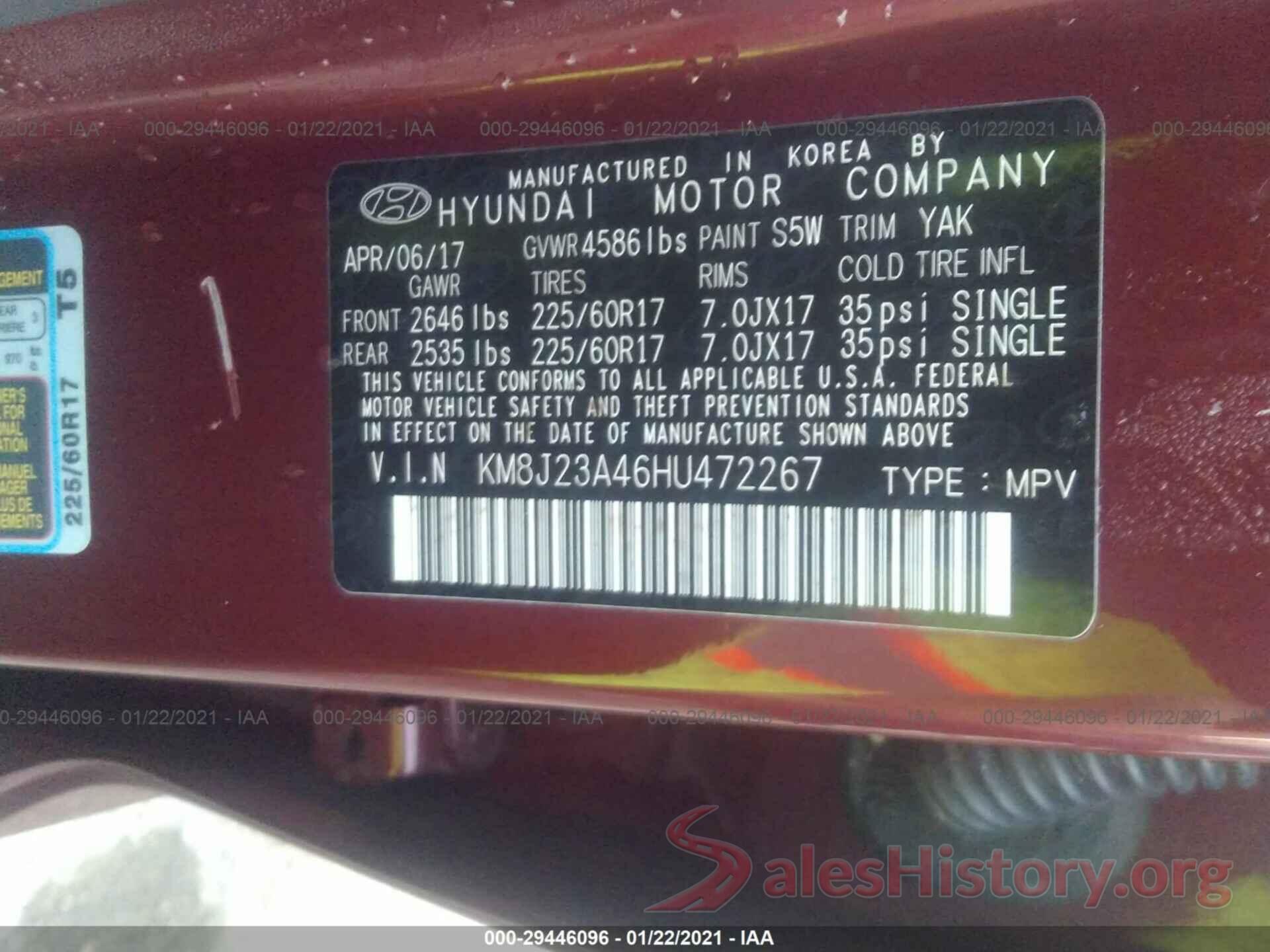 KM8J23A46HU472267 2017 HYUNDAI TUCSON