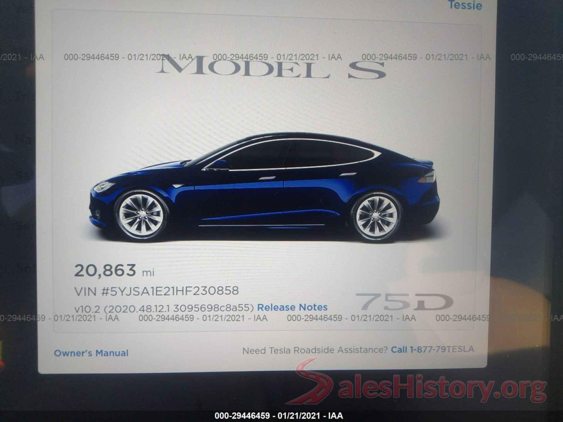 5YJSA1E21HF230858 2017 TESLA MODEL S