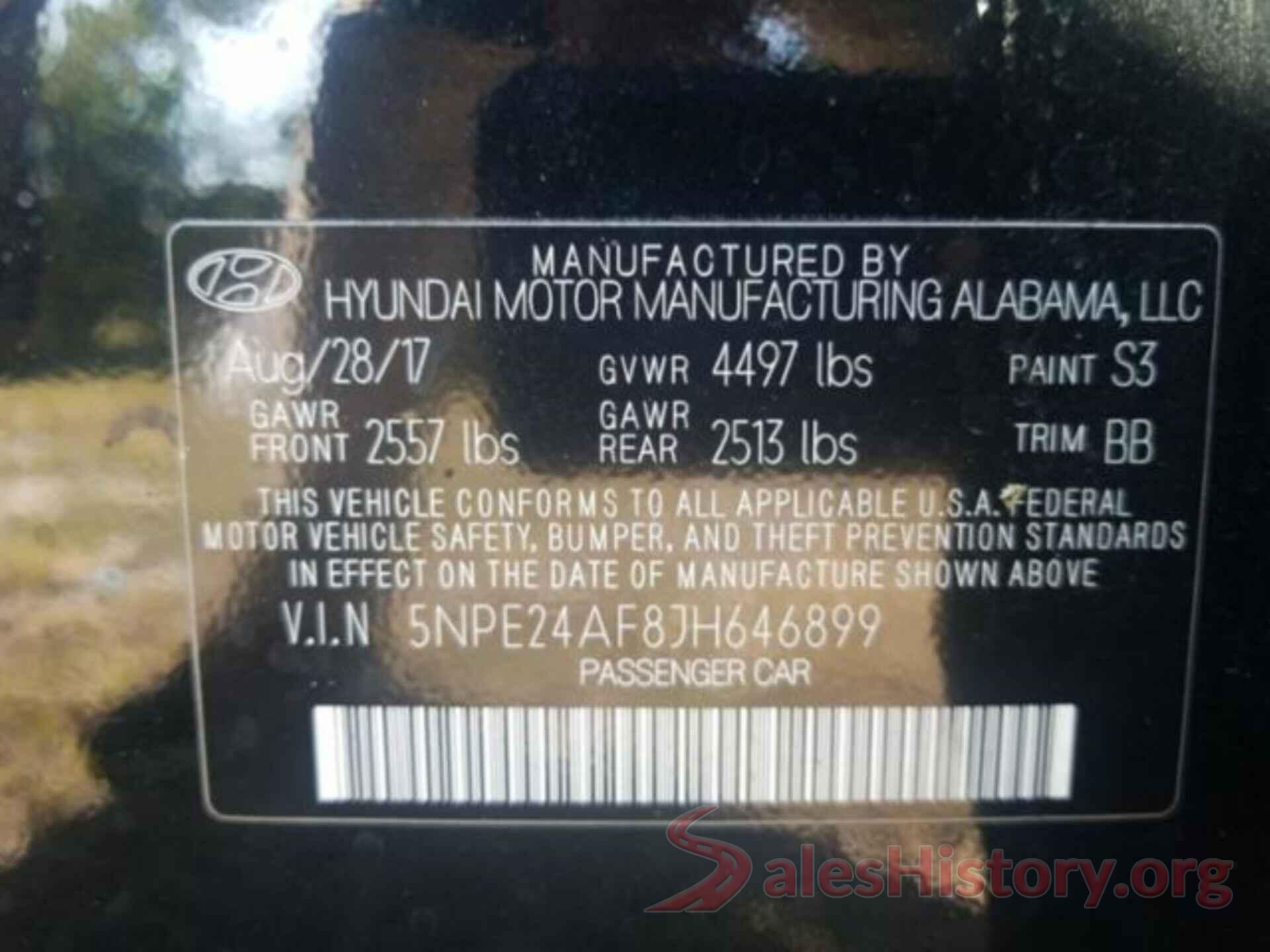 5NPE24AF8JH646899 2018 HYUNDAI SONATA