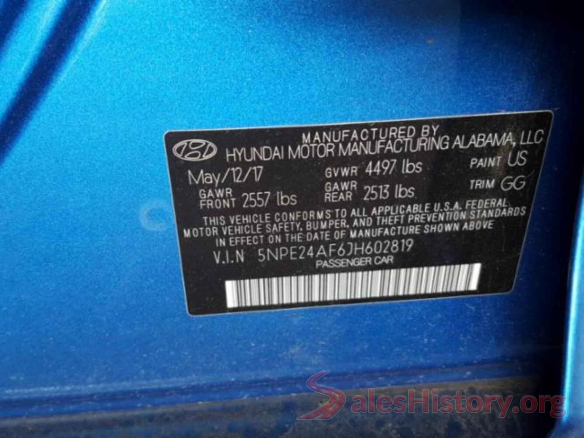 5NPE24AF6JH602819 2018 HYUNDAI SONATA