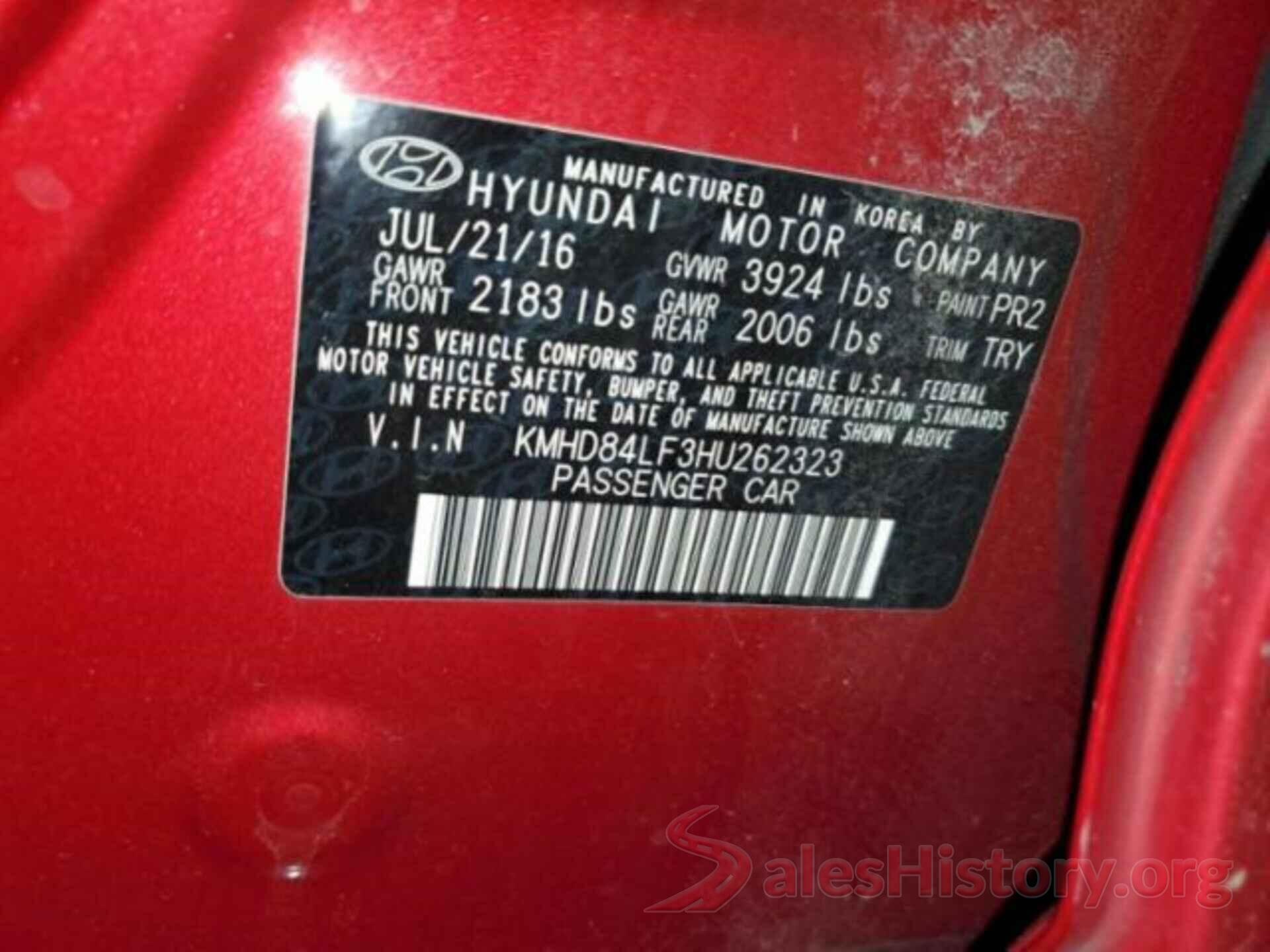 KMHD84LF3HU262323 2017 HYUNDAI ELANTRA