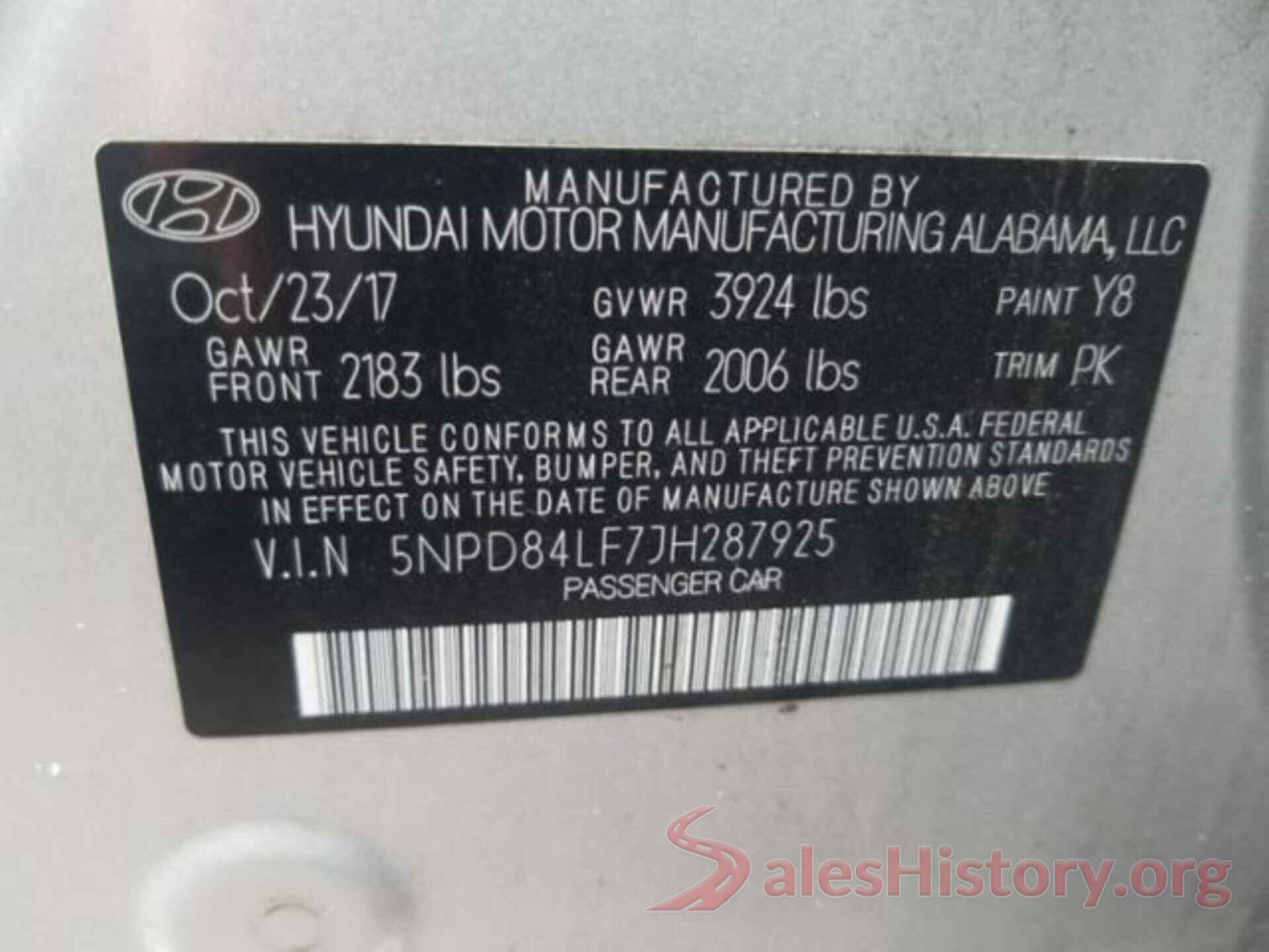 5NPD84LF7JH287925 2018 HYUNDAI ELANTRA