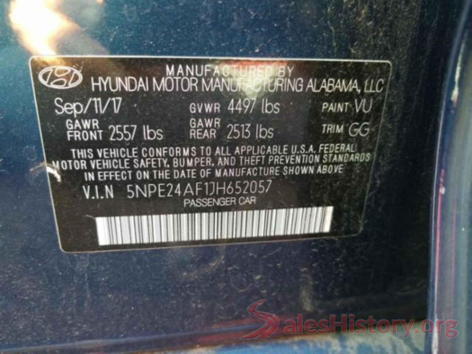 5NPE24AF1JH652057 2018 HYUNDAI SONATA