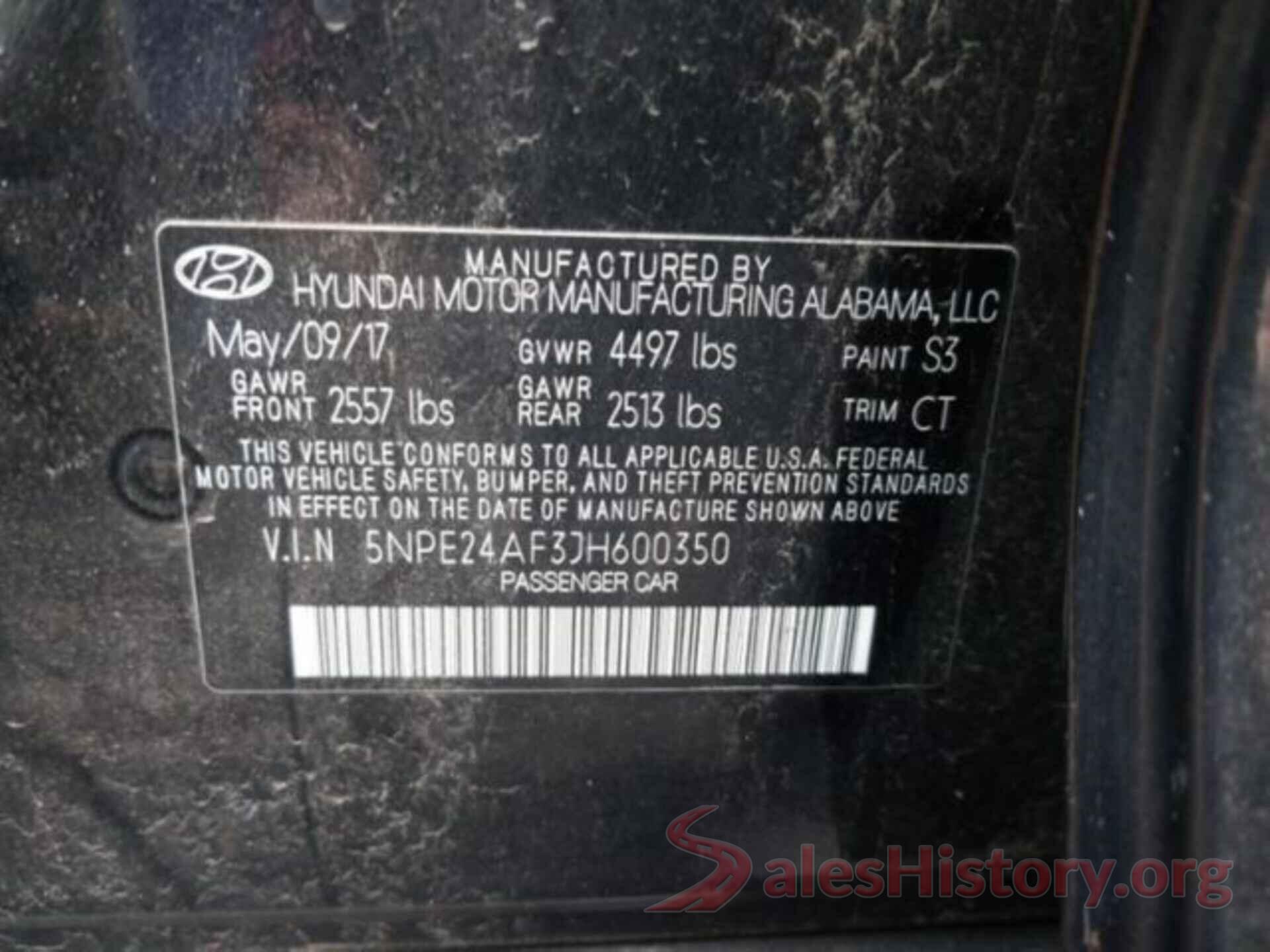 5NPE24AF3JH600350 2018 HYUNDAI SONATA