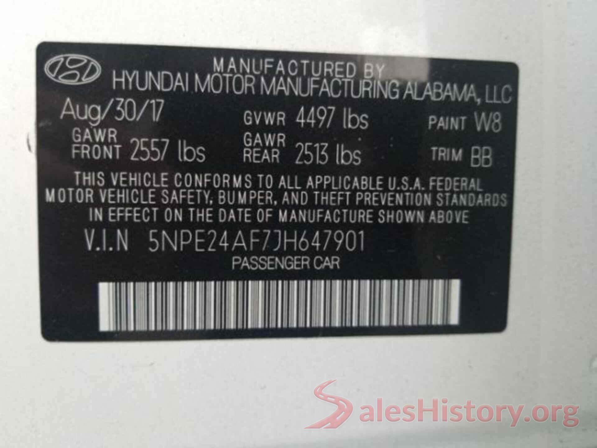 5NPE24AF7JH647901 2018 HYUNDAI SONATA