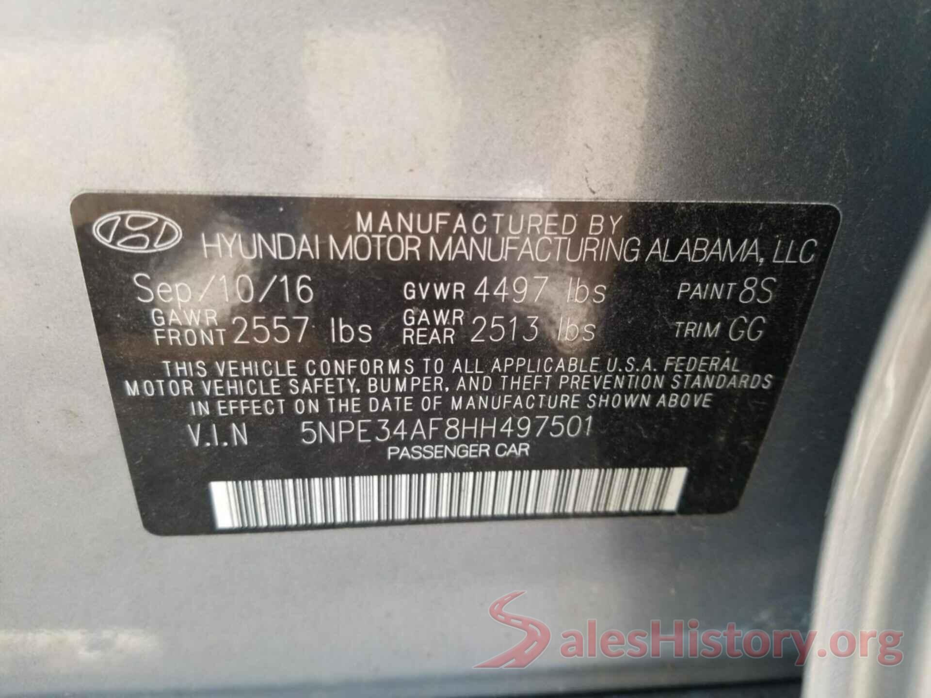 5NPE34AF8HH497501 2017 HYUNDAI SONATA