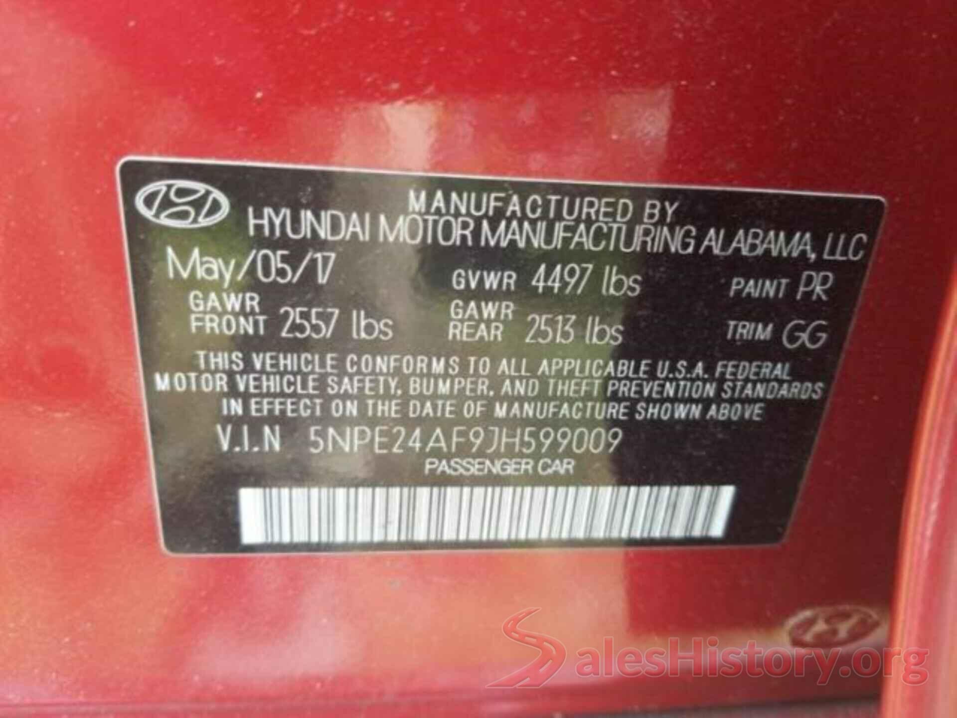 5NPE24AF9JH599009 2018 HYUNDAI SONATA