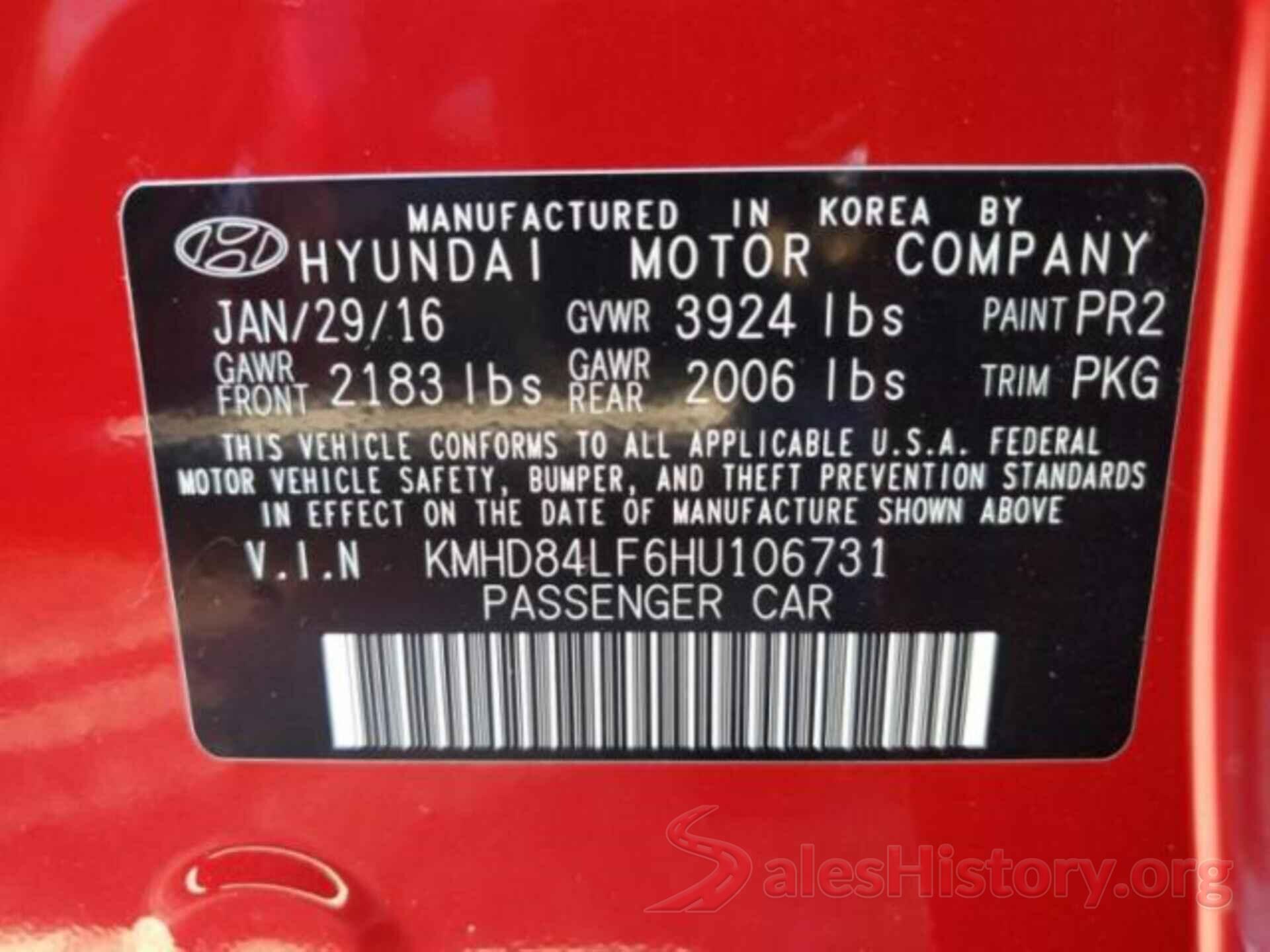 KMHD84LF6HU106731 2017 HYUNDAI ELANTRA