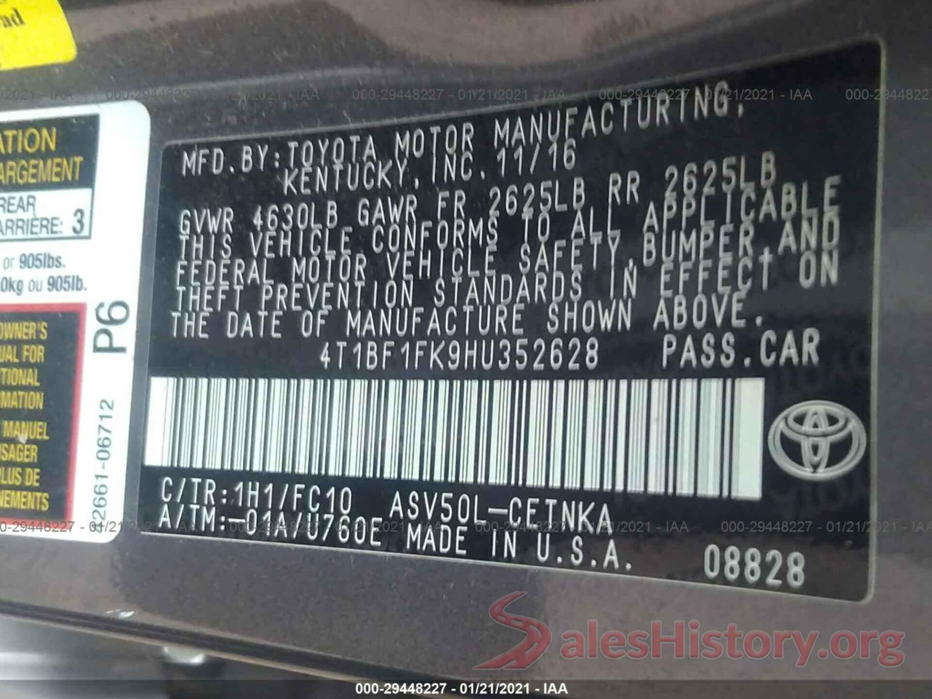 4T1BF1FK9HU352628 2017 TOYOTA CAMRY