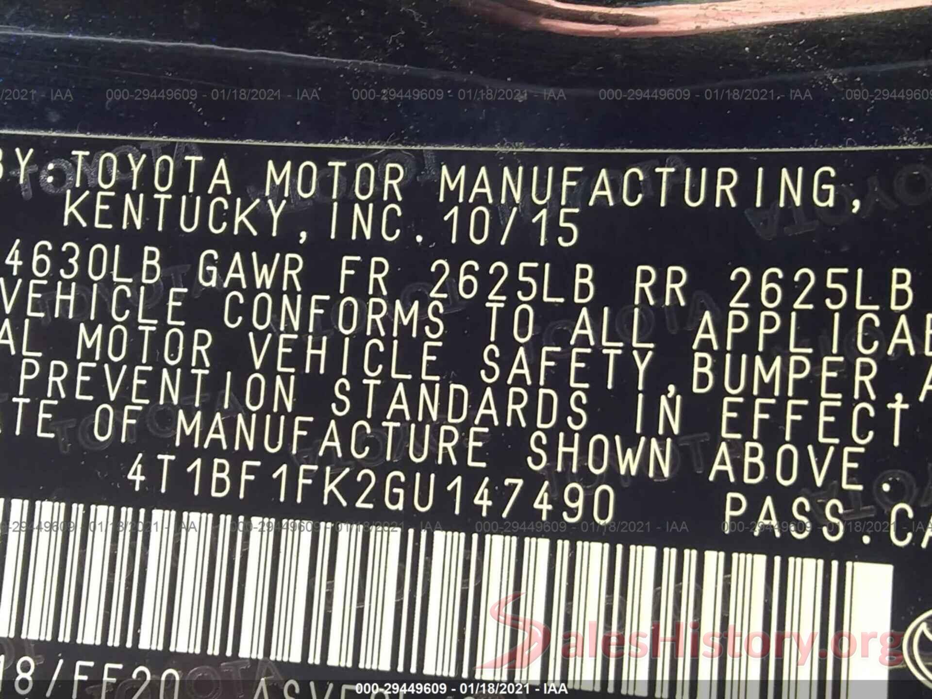 4T1BF1FK2GU147490 2016 TOYOTA CAMRY