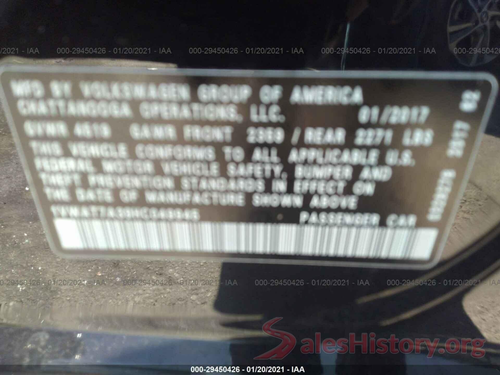 1VWAT7A39HC049945 2017 VOLKSWAGEN PASSAT