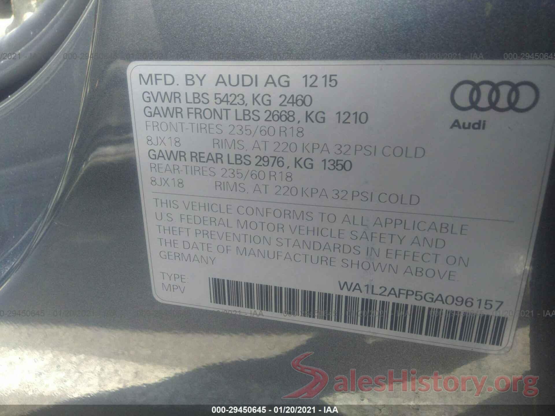 WA1L2AFP5GA096157 2016 AUDI Q5