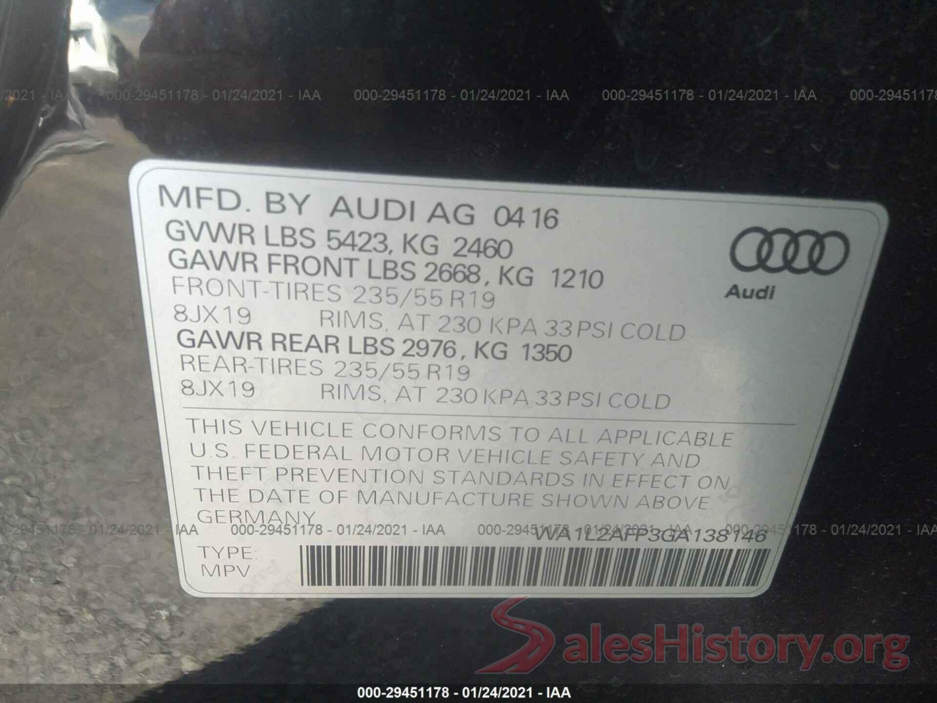 WA1L2AFP3GA138146 2016 AUDI Q5