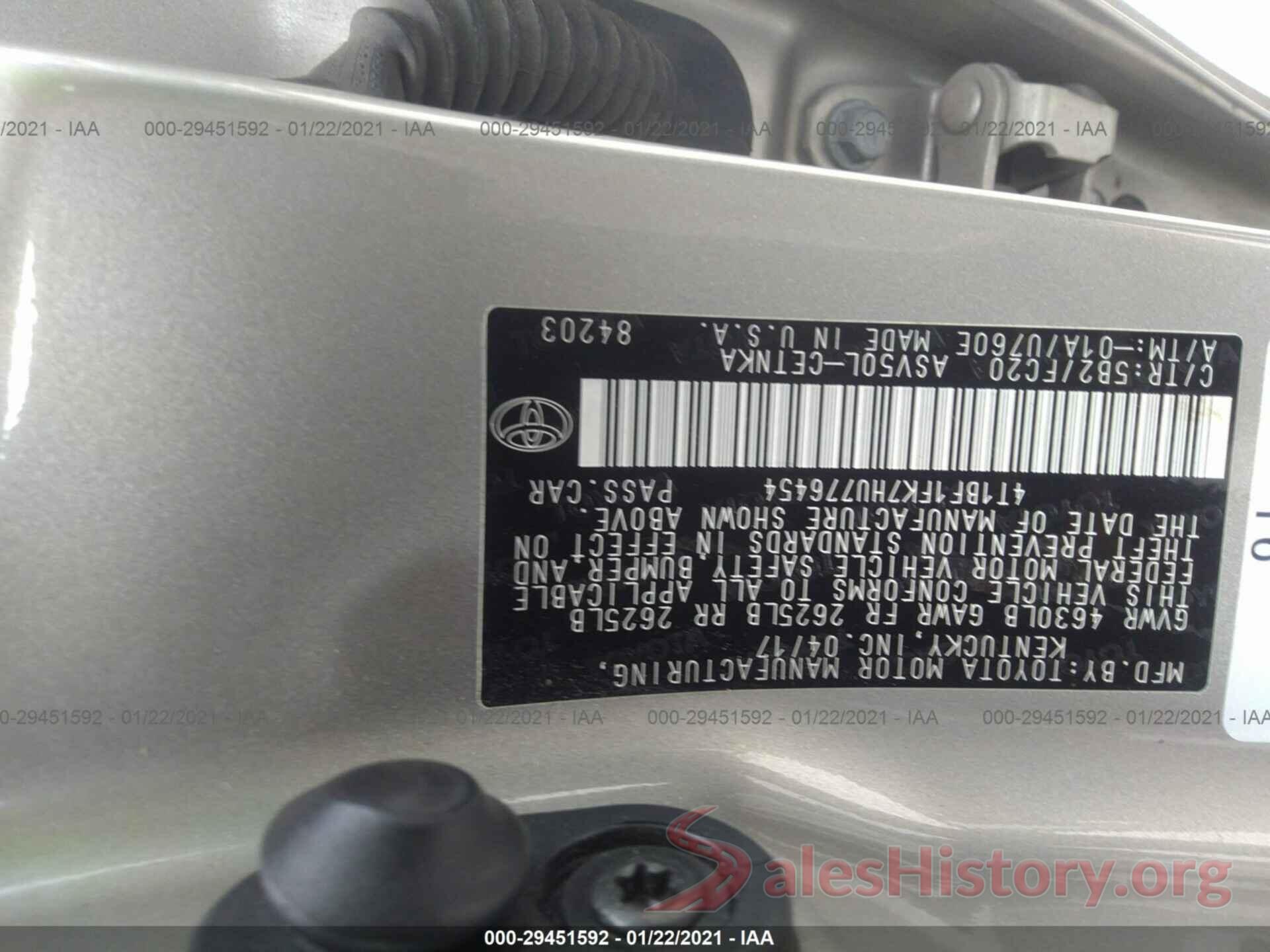 4T1BF1FK7HU776454 2017 TOYOTA CAMRY