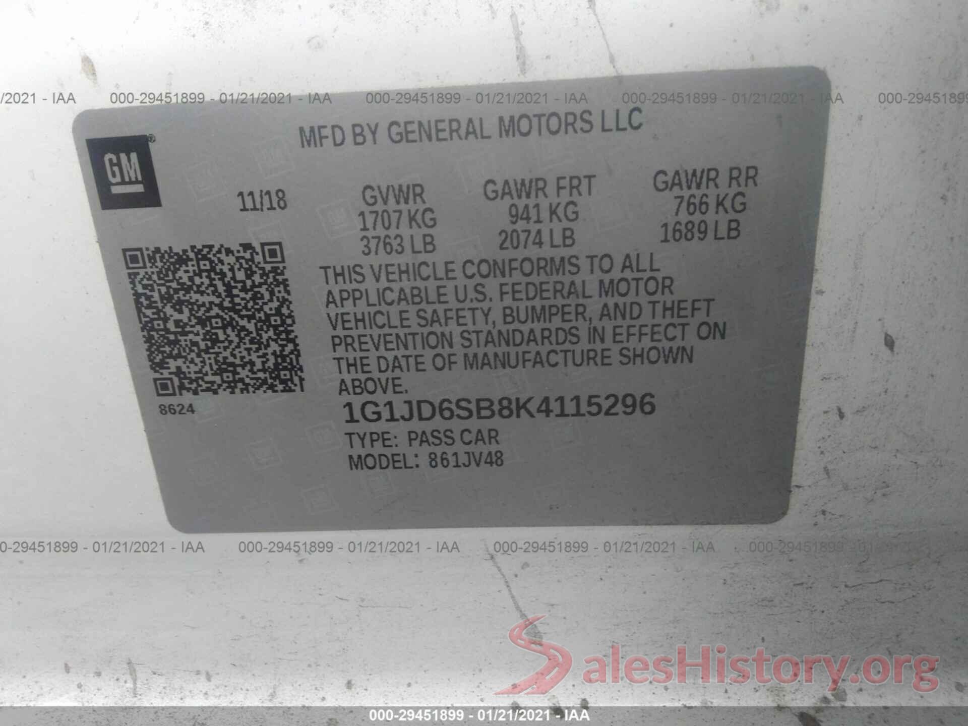 1G1JD6SB8K4115296 2019 CHEVROLET SONIC