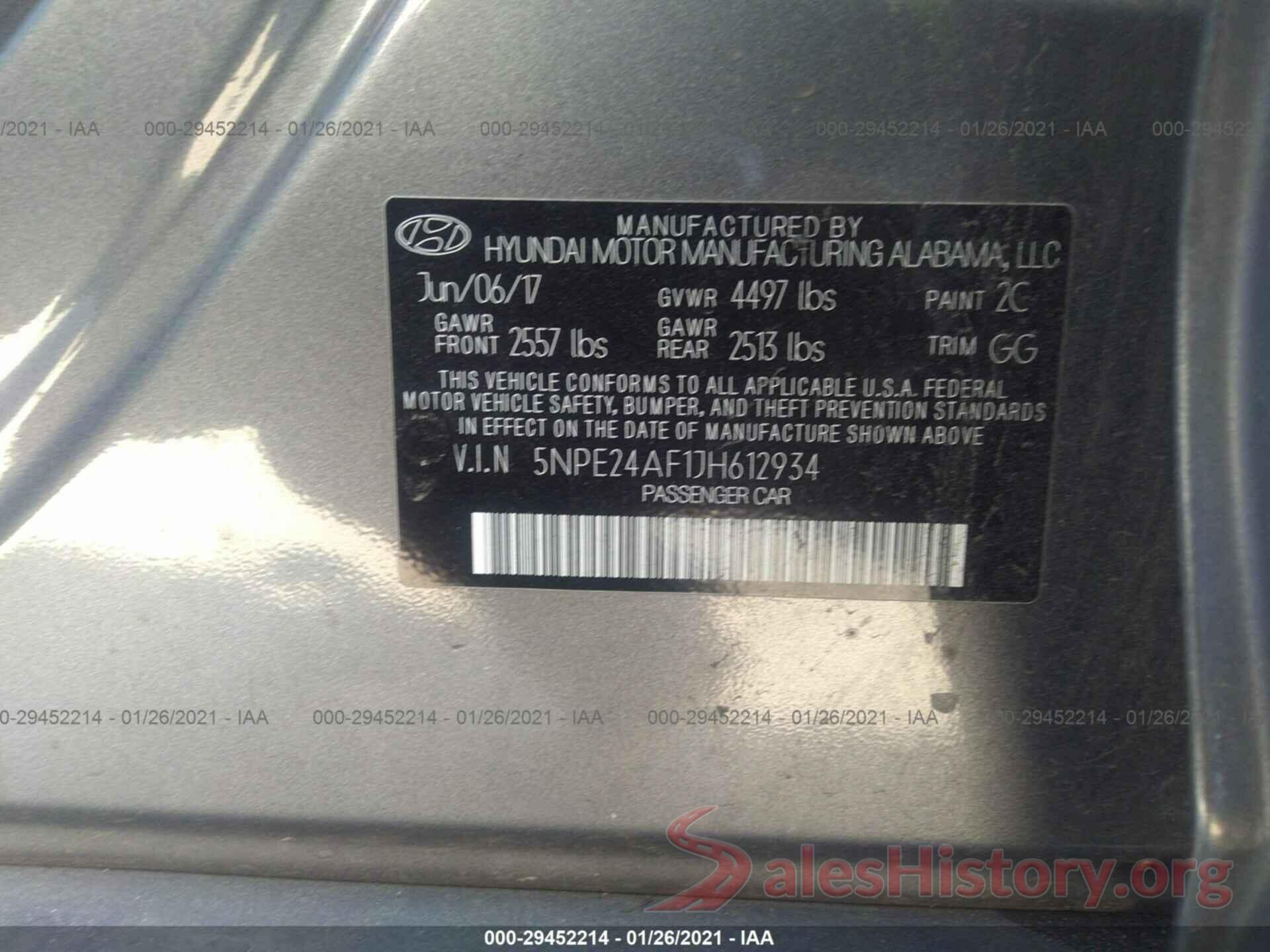 5NPE24AF1JH612934 2018 HYUNDAI SONATA