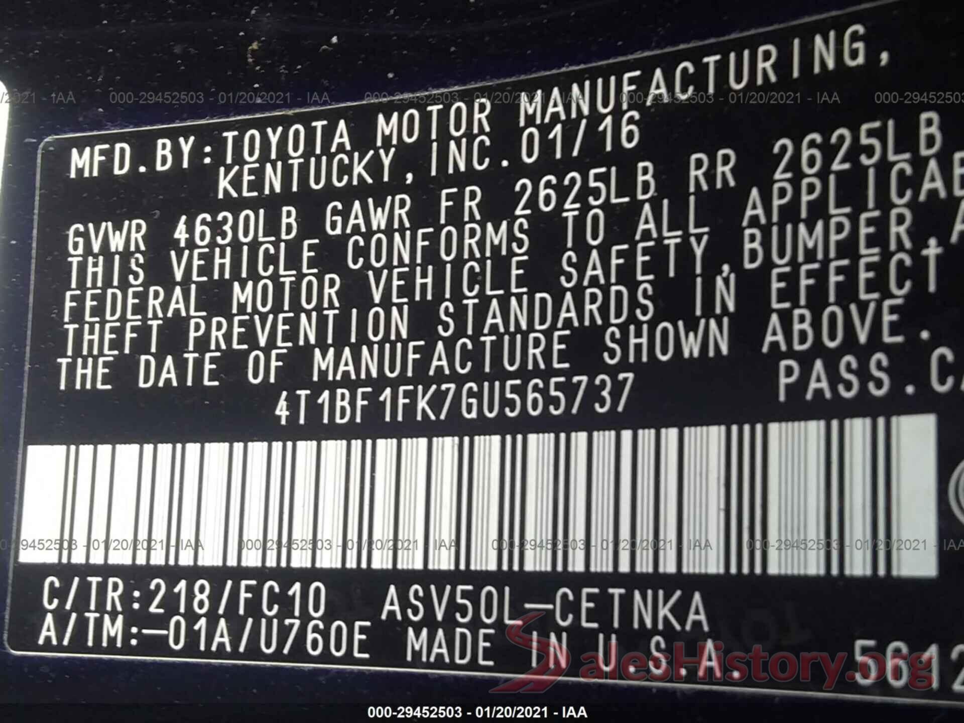 4T1BF1FK7GU565737 2016 TOYOTA CAMRY