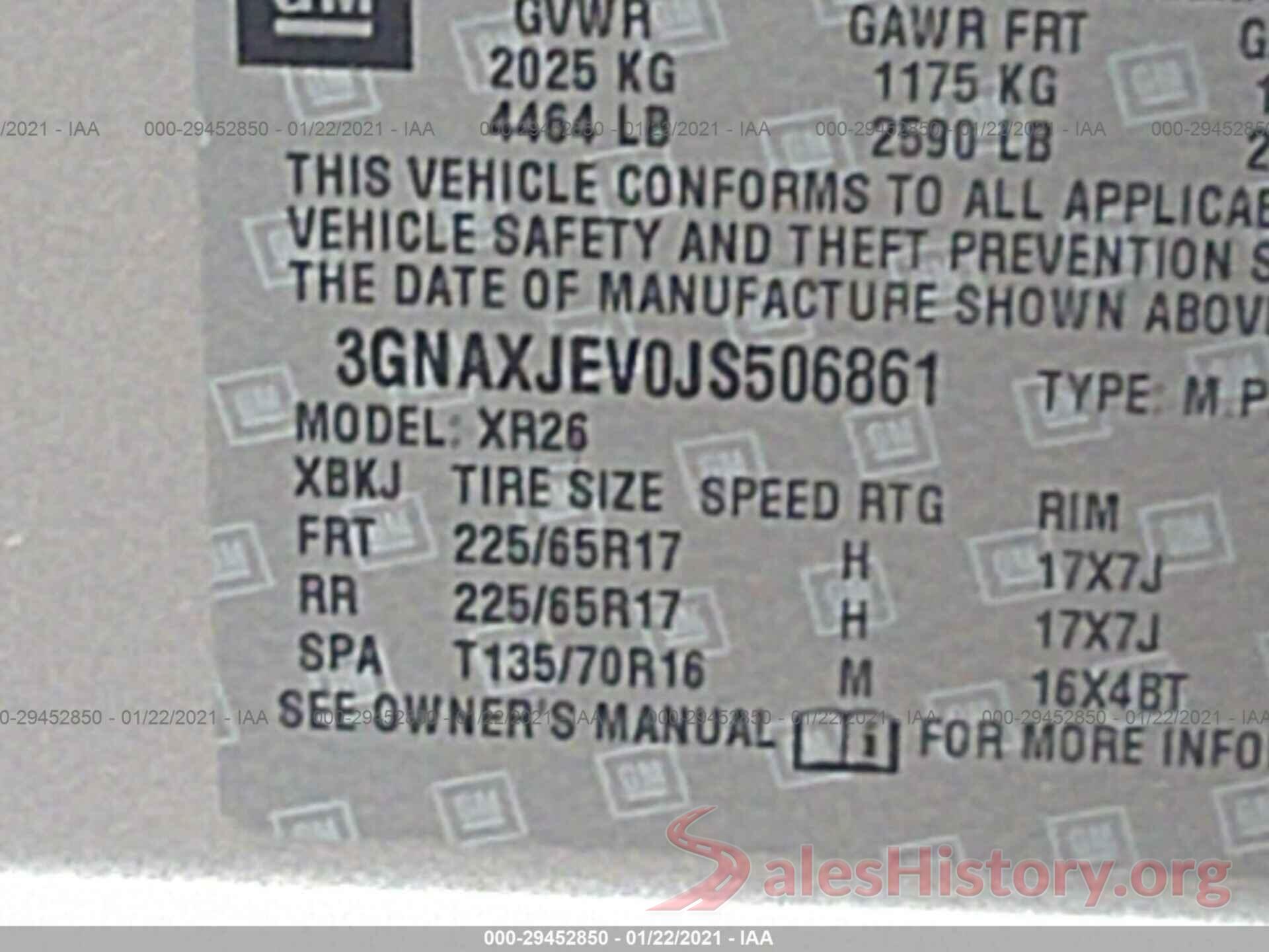 3GNAXJEV0JS506861 2018 CHEVROLET EQUINOX