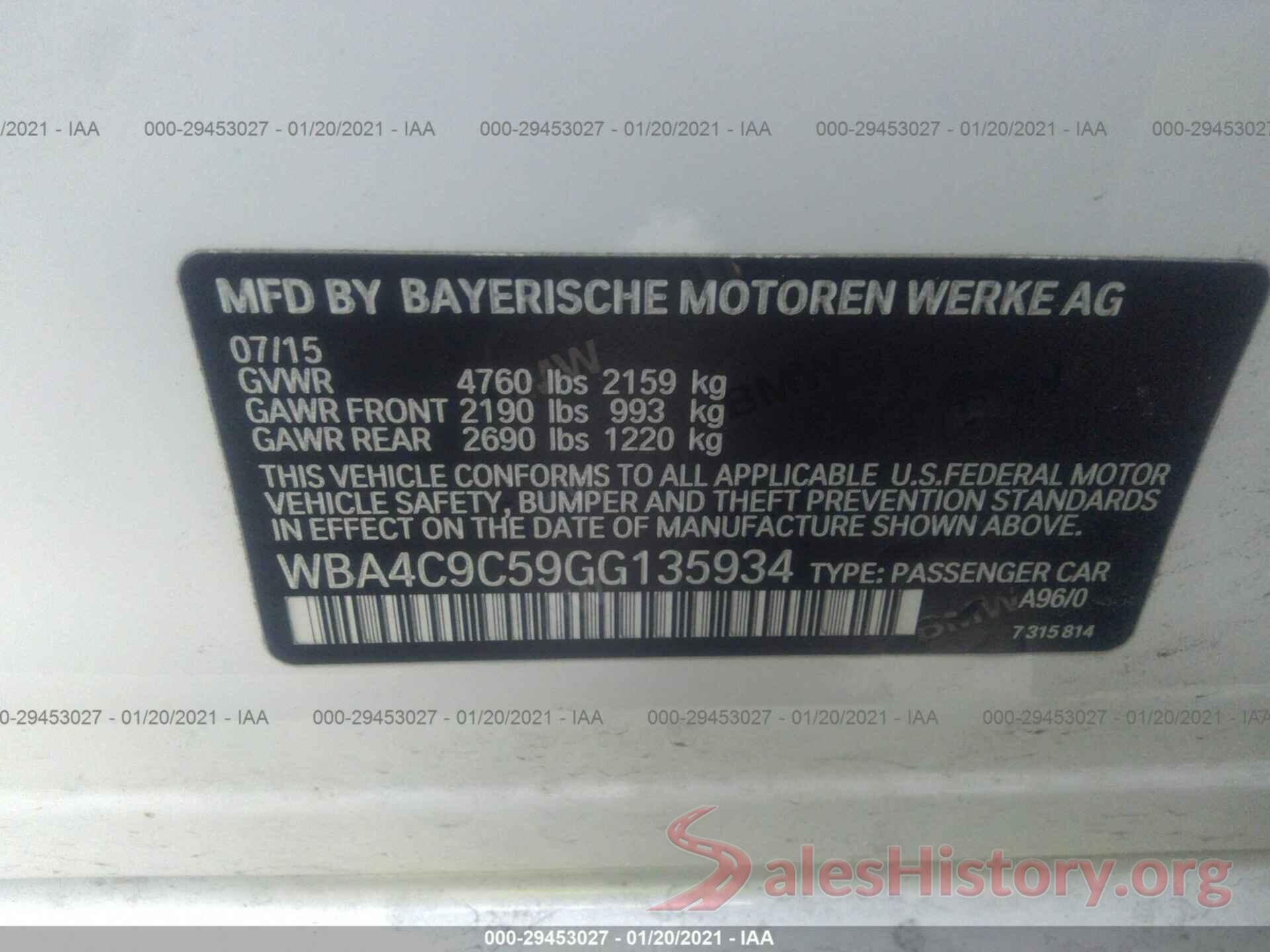 WBA4C9C59GG135934 2016 BMW 4 SERIES