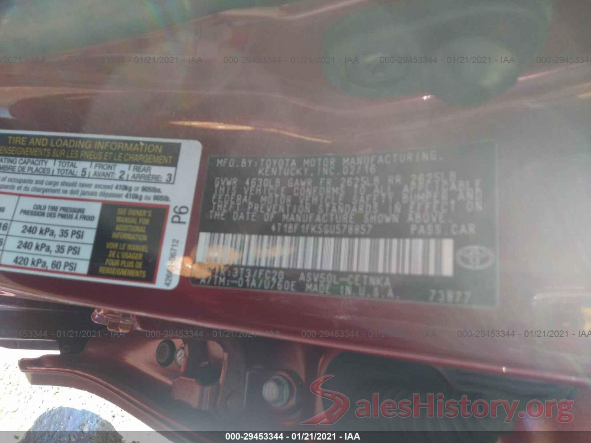 4T1BF1FK5GU578857 2016 TOYOTA CAMRY