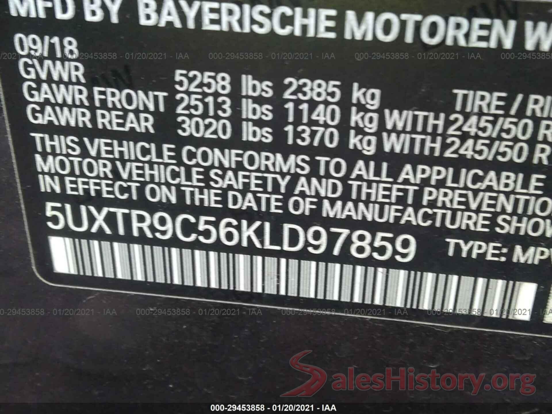 5UXTR9C56KLD97859 2019 BMW X3