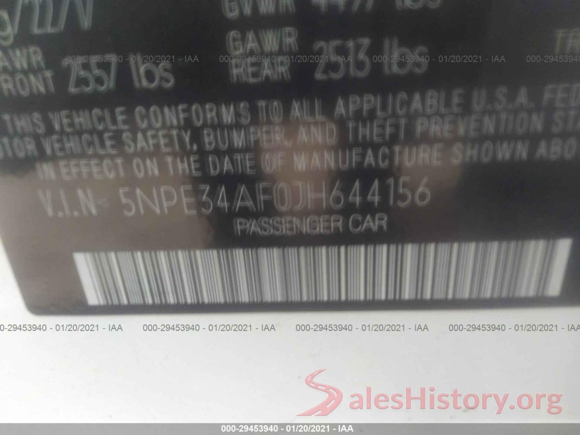 5NPE34AF0JH644156 2018 HYUNDAI SONATA