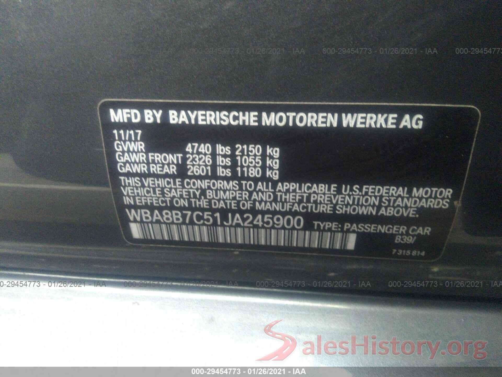 WBA8B7C51JA245900 2018 BMW 3 SERIES