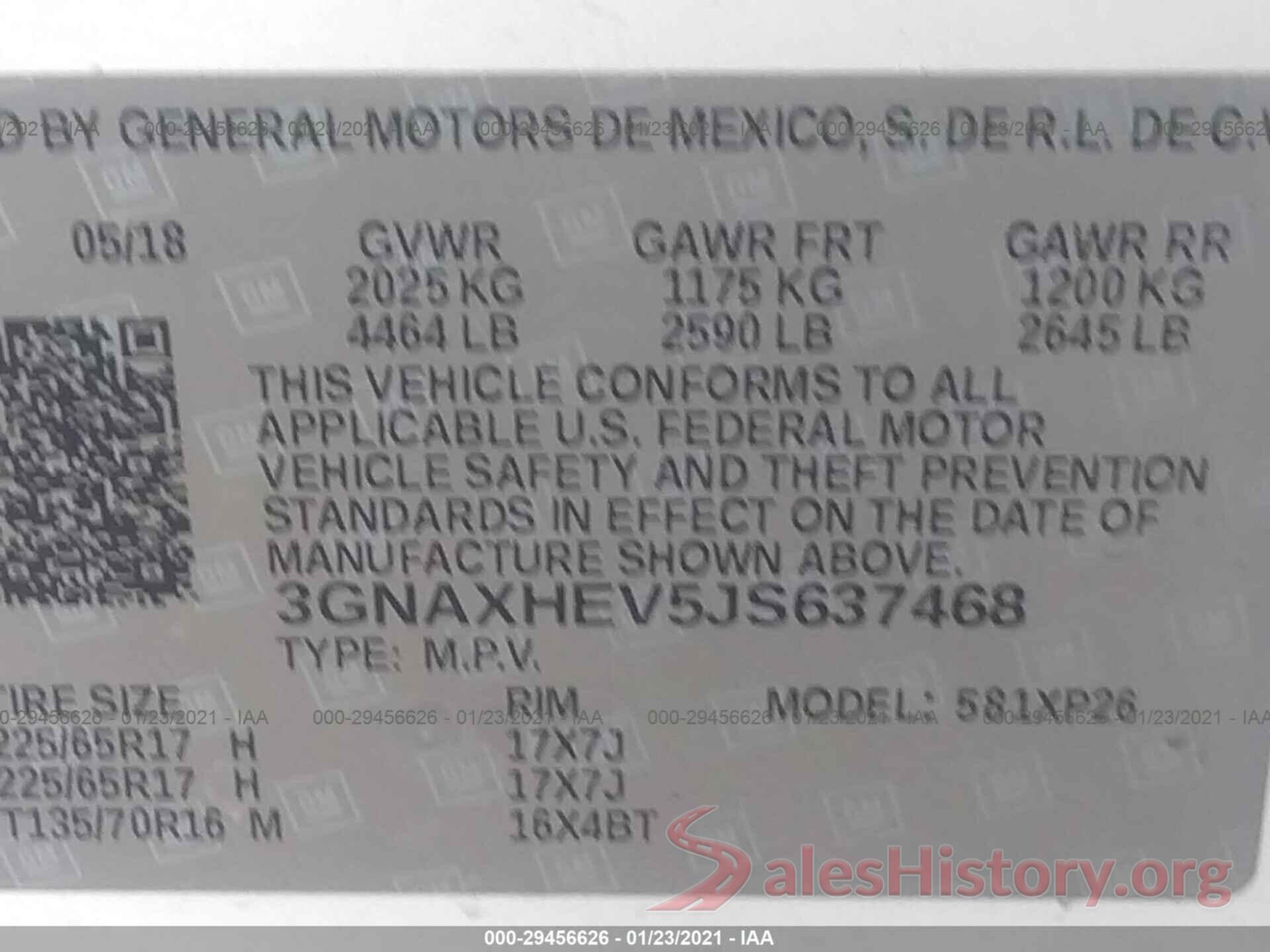 3GNAXHEV5JS637468 2018 CHEVROLET EQUINOX