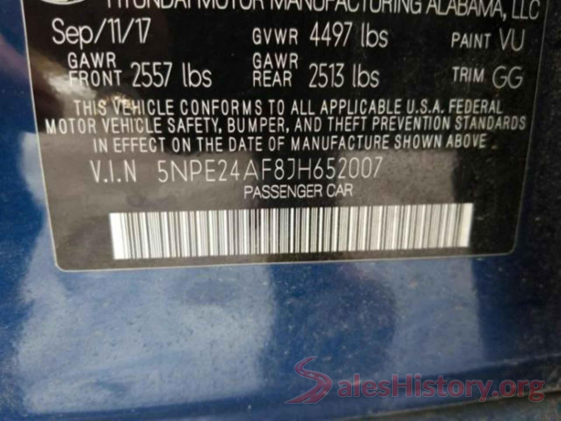 5NPE24AF8JH652007 2018 HYUNDAI SONATA