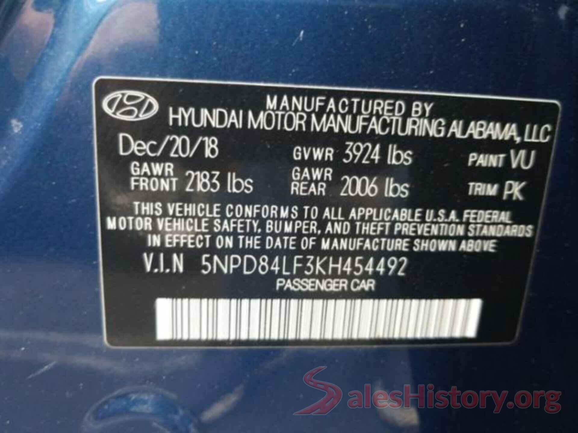 5NPD84LF3KH454492 2019 HYUNDAI ELANTRA