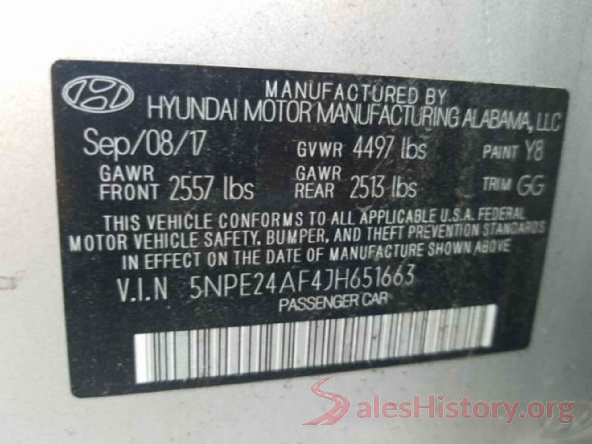 5NPE24AF4JH651663 2018 HYUNDAI SONATA