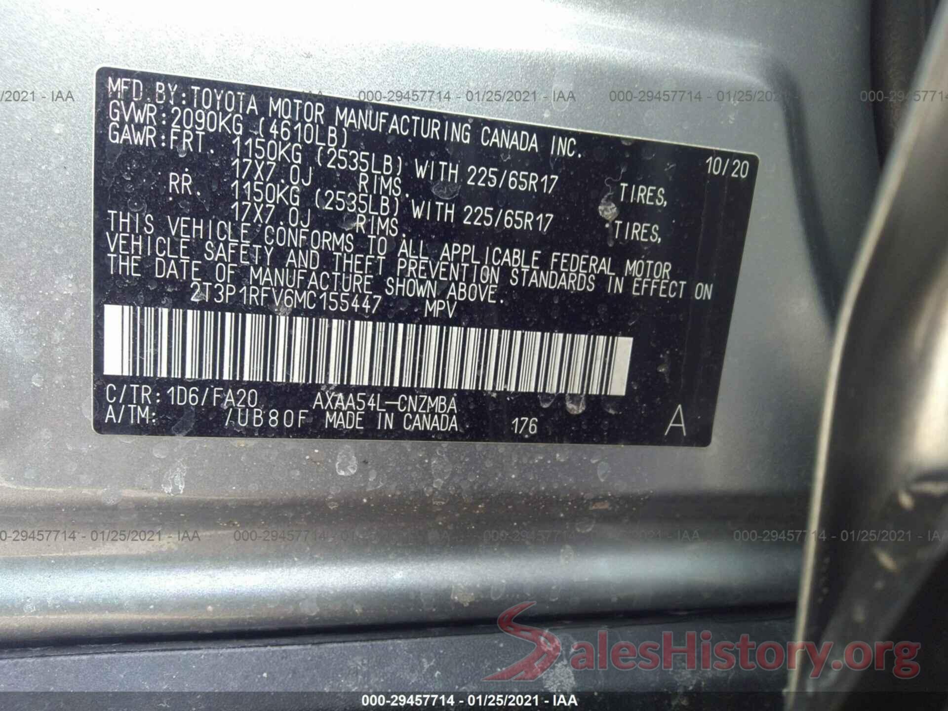 2T3P1RFV6MC155447 2021 TOYOTA RAV4