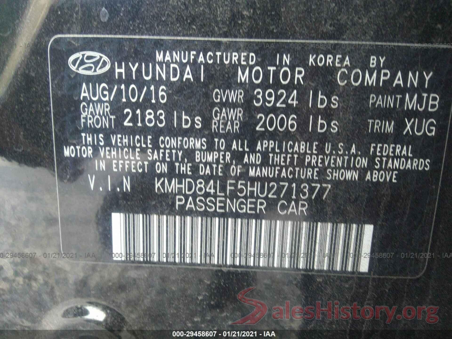 KMHD84LF5HU271377 2017 HYUNDAI ELANTRA