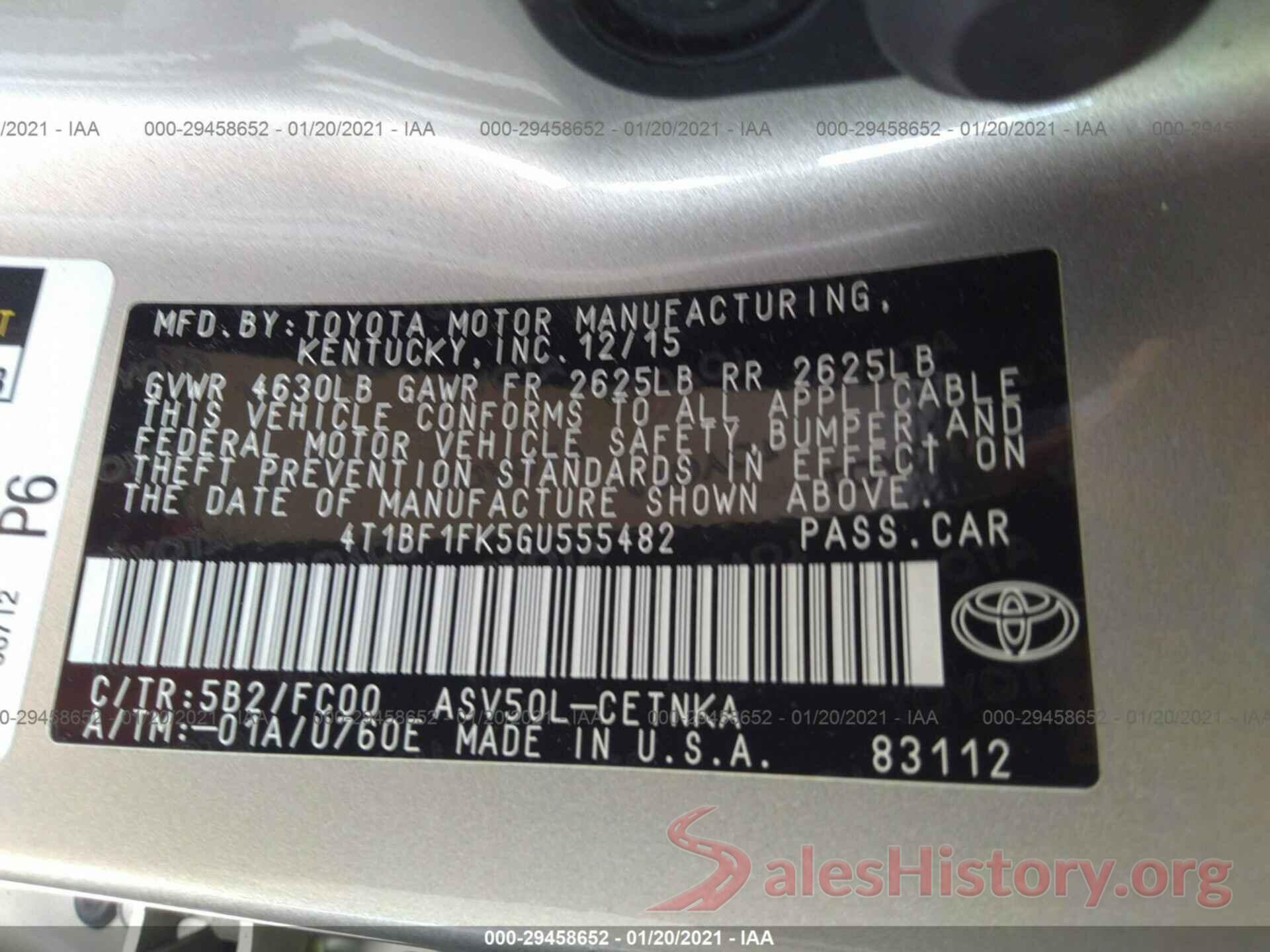 4T1BF1FK5GU555482 2016 TOYOTA CAMRY