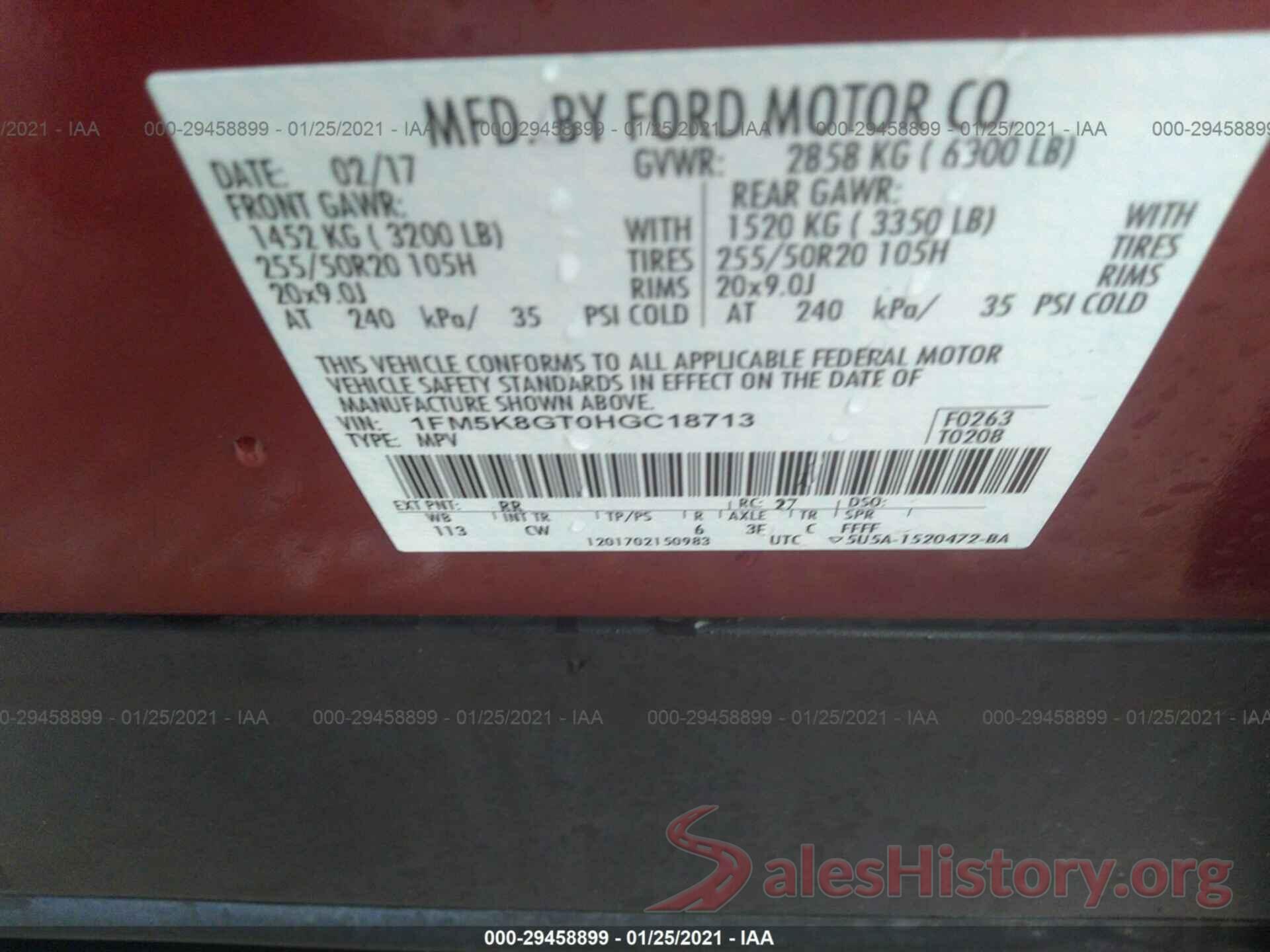 1FM5K8GT0HGC18713 2017 FORD EXPLORER