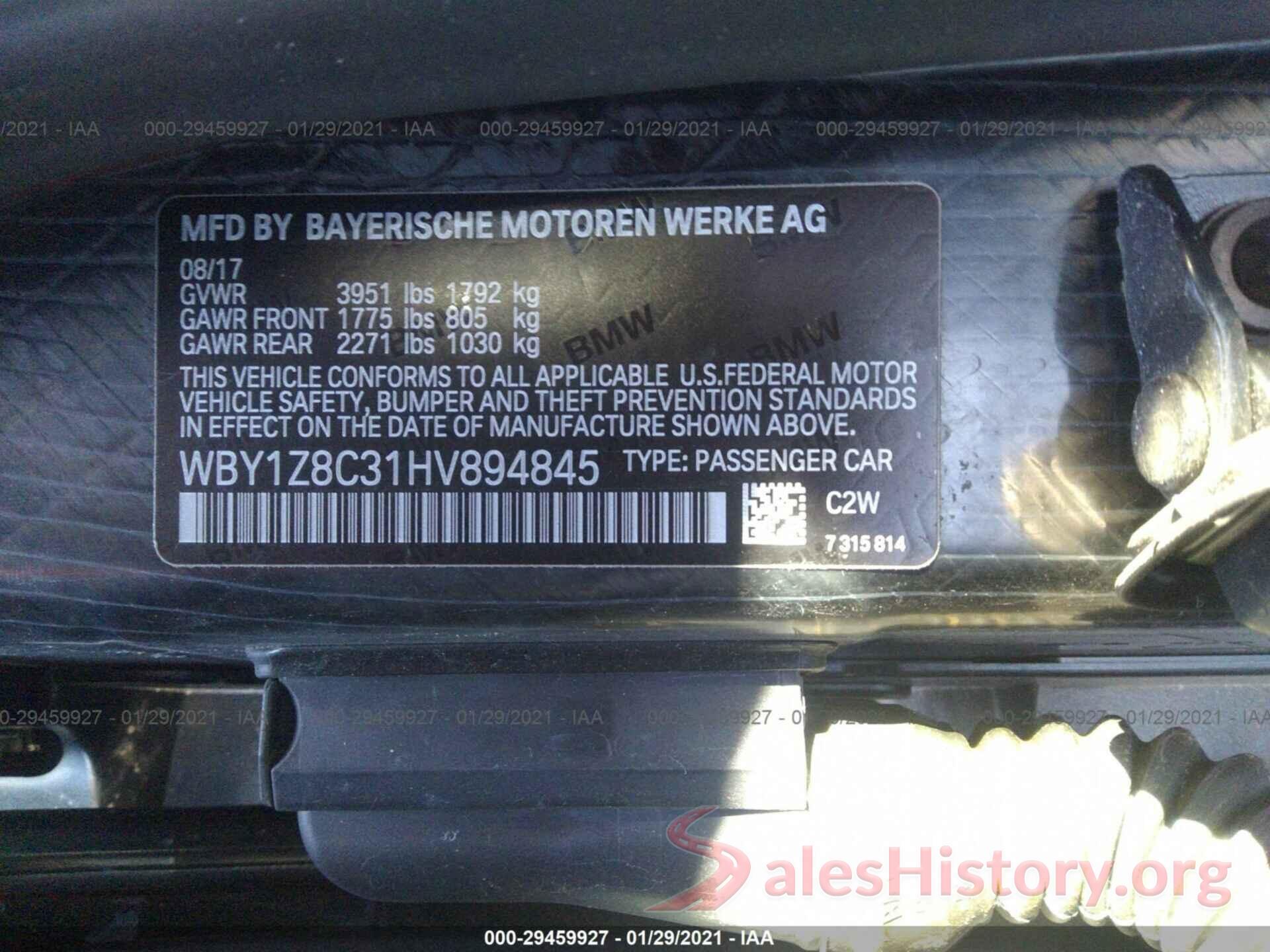 WBY1Z8C31HV894845 2017 BMW I3