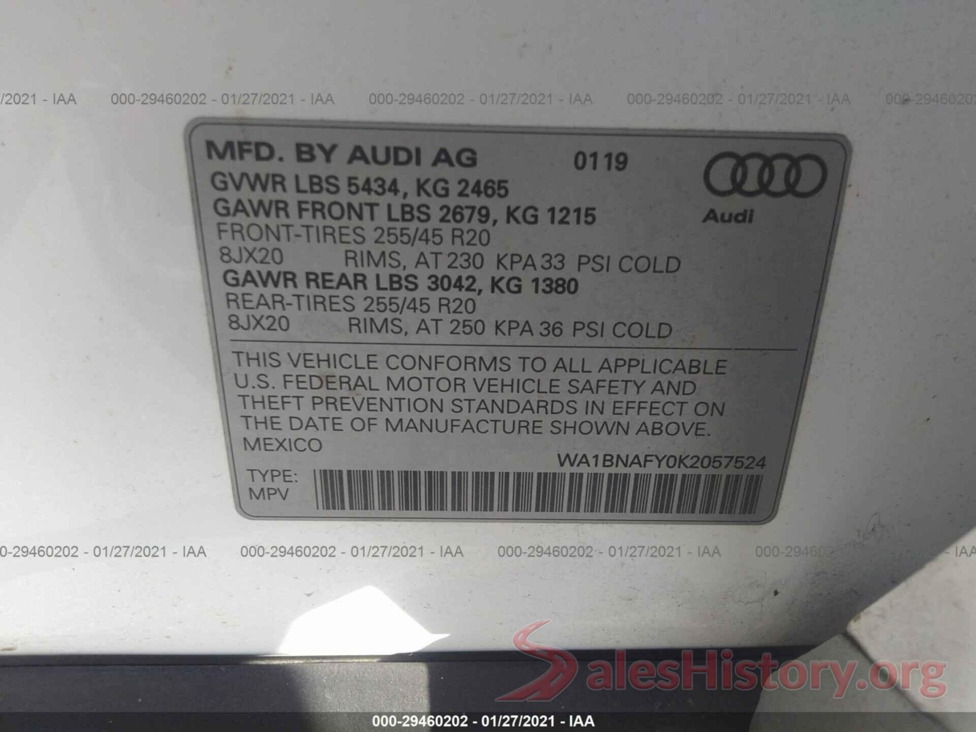 WA1BNAFY0K2057524 2019 AUDI Q5