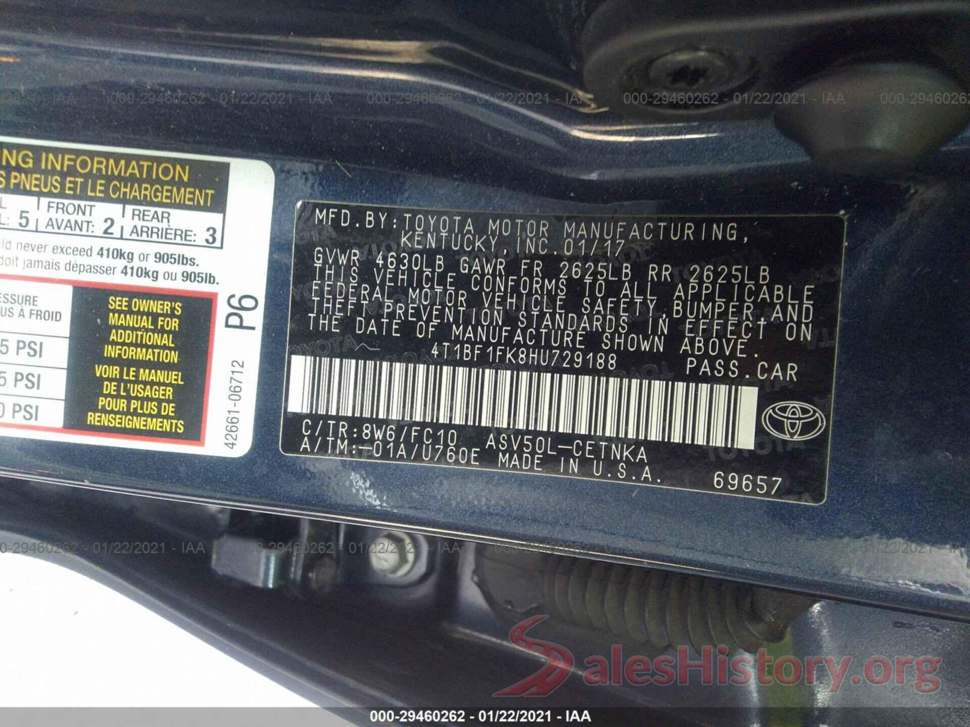 4T1BF1FK8HU729188 2017 TOYOTA CAMRY